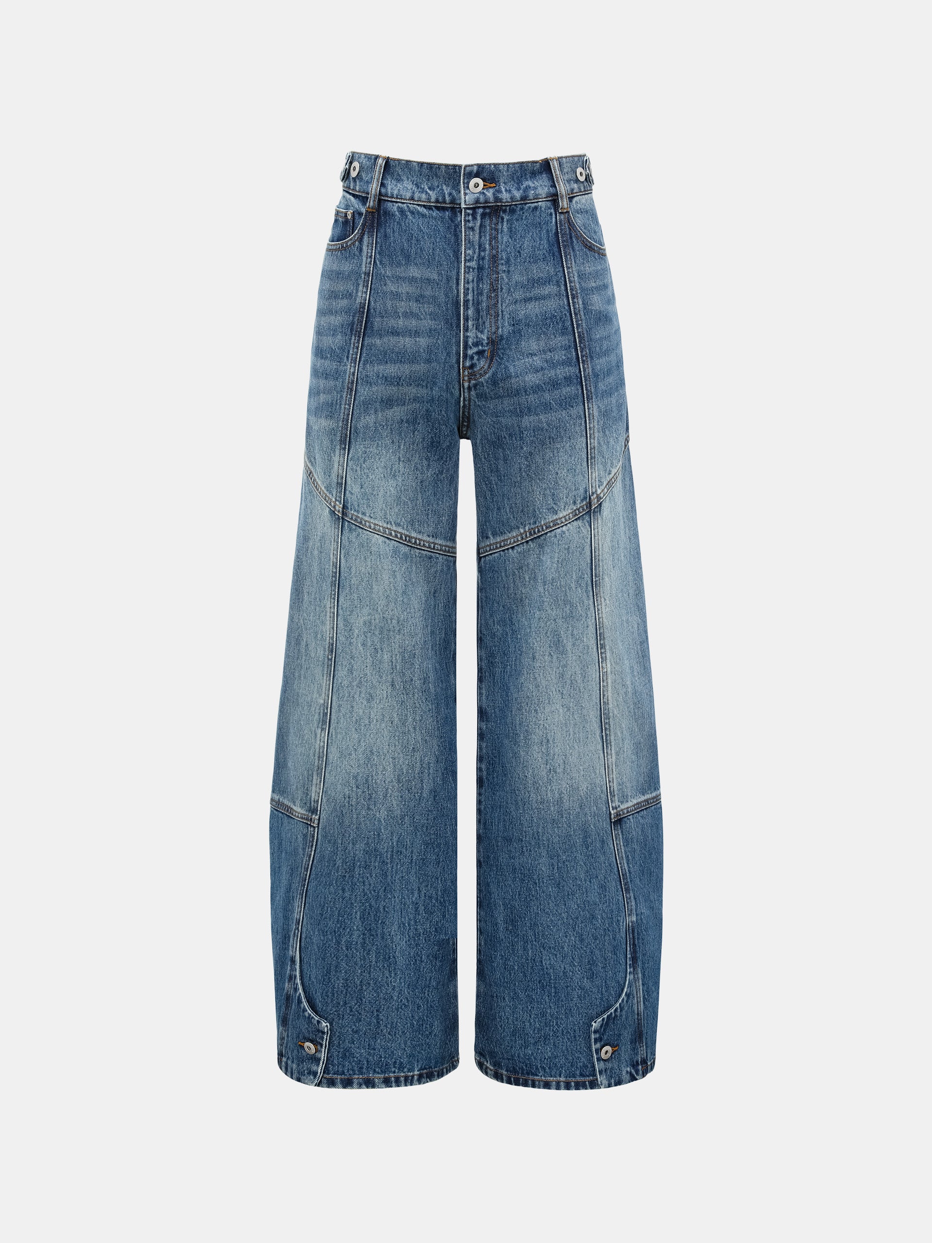 BLUE DECONSTRUCTED STITCH DENIM JEANS