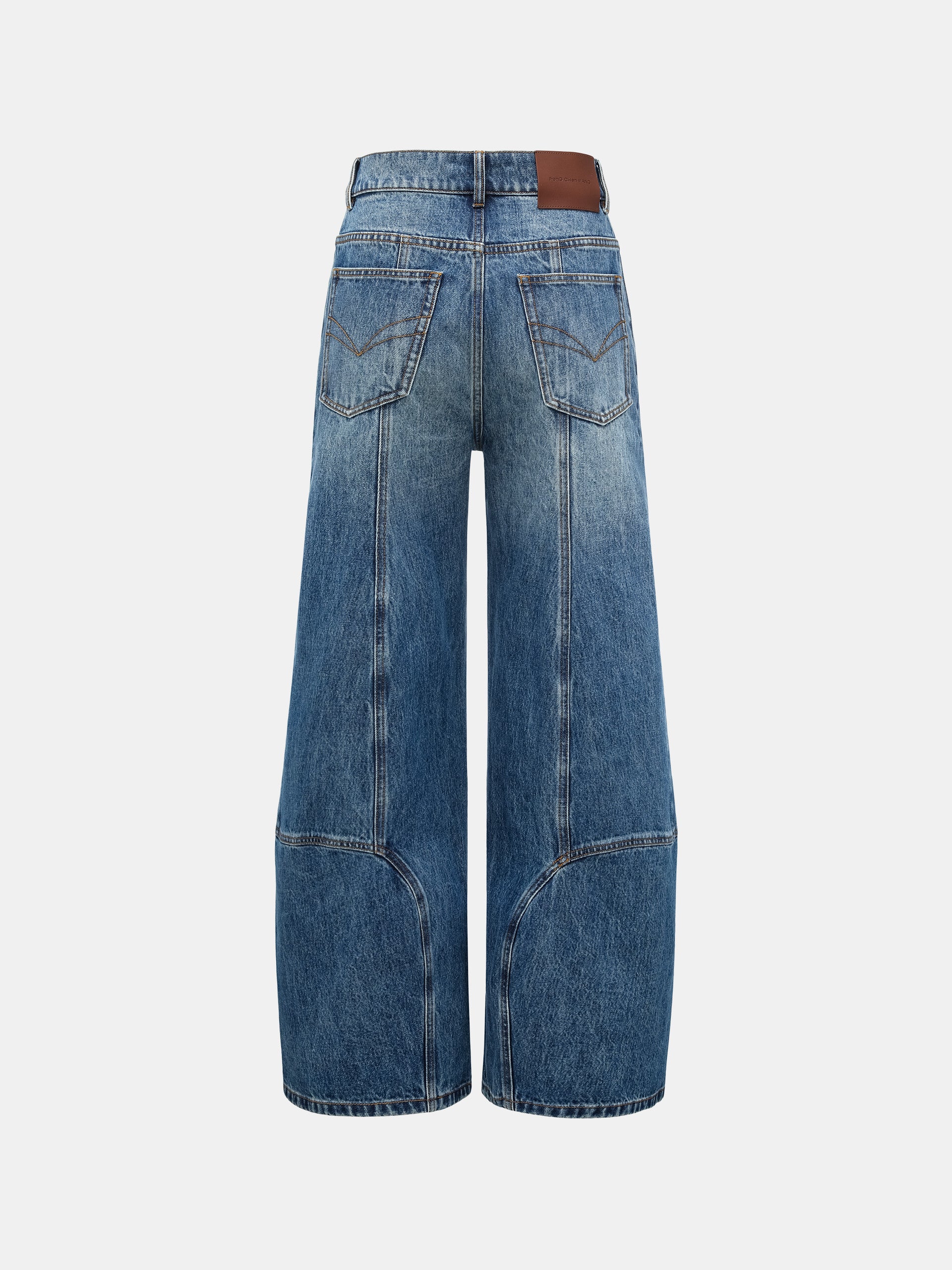 BLUE DECONSTRUCTED STITCH DENIM JEANS