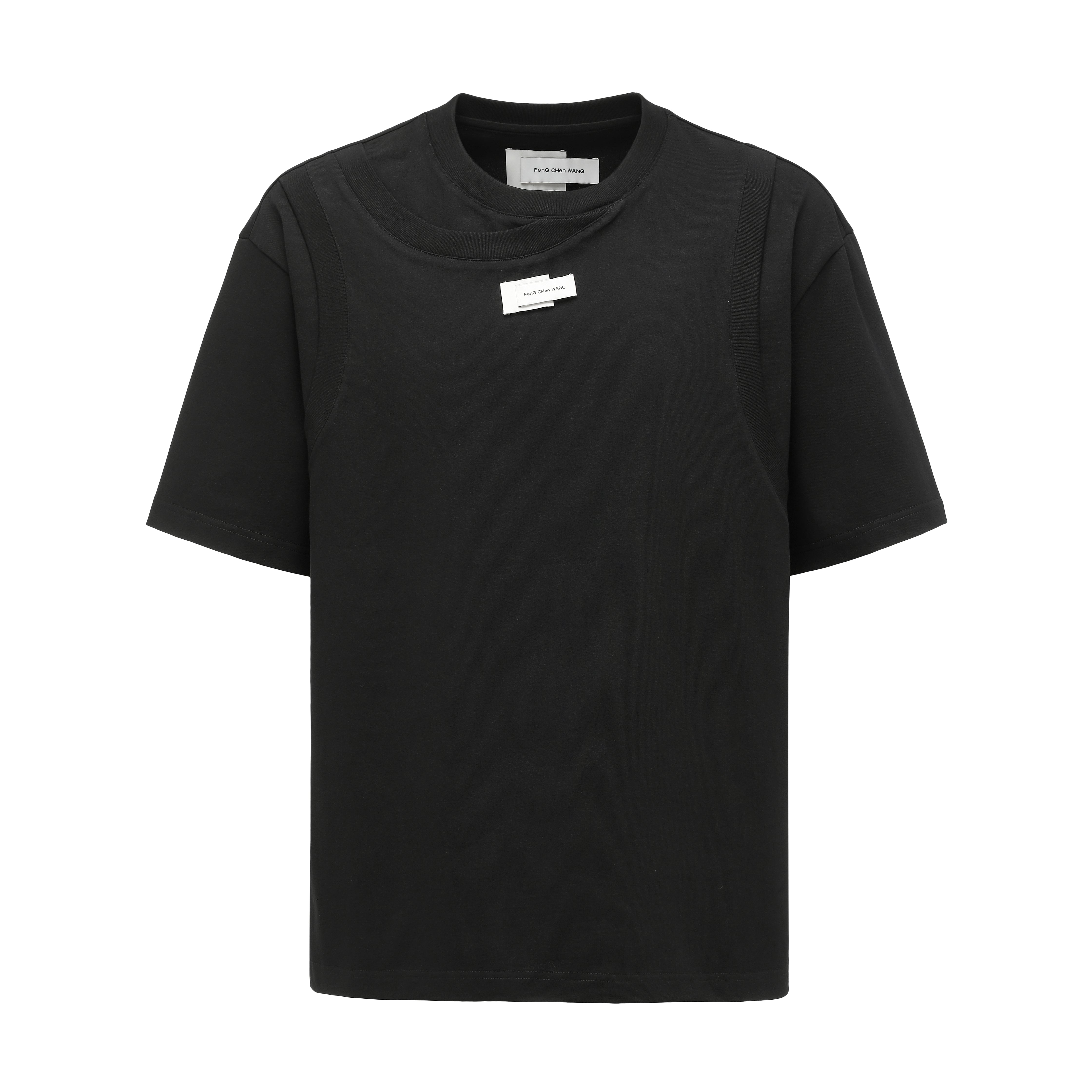 BLACK 2-IN-1 DECONSTRUCTED SHORT-SLEEVE TEE