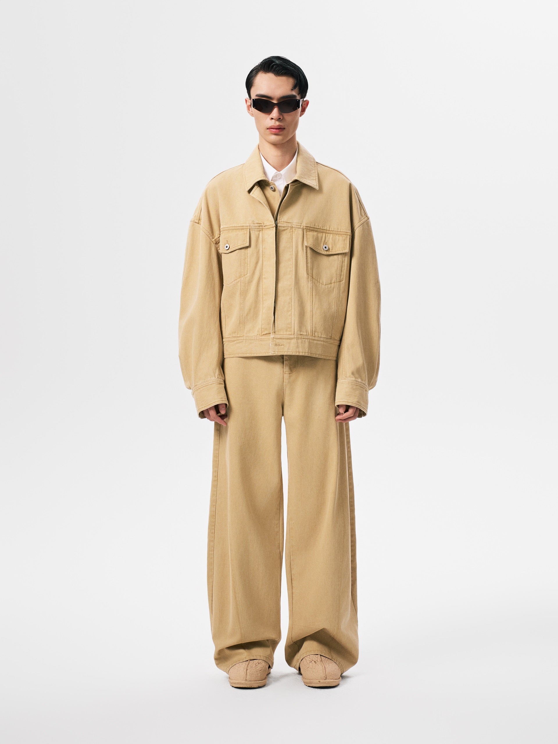 DENIM DECONSTRUCTION OVERSIZED JACKET KHAKI
