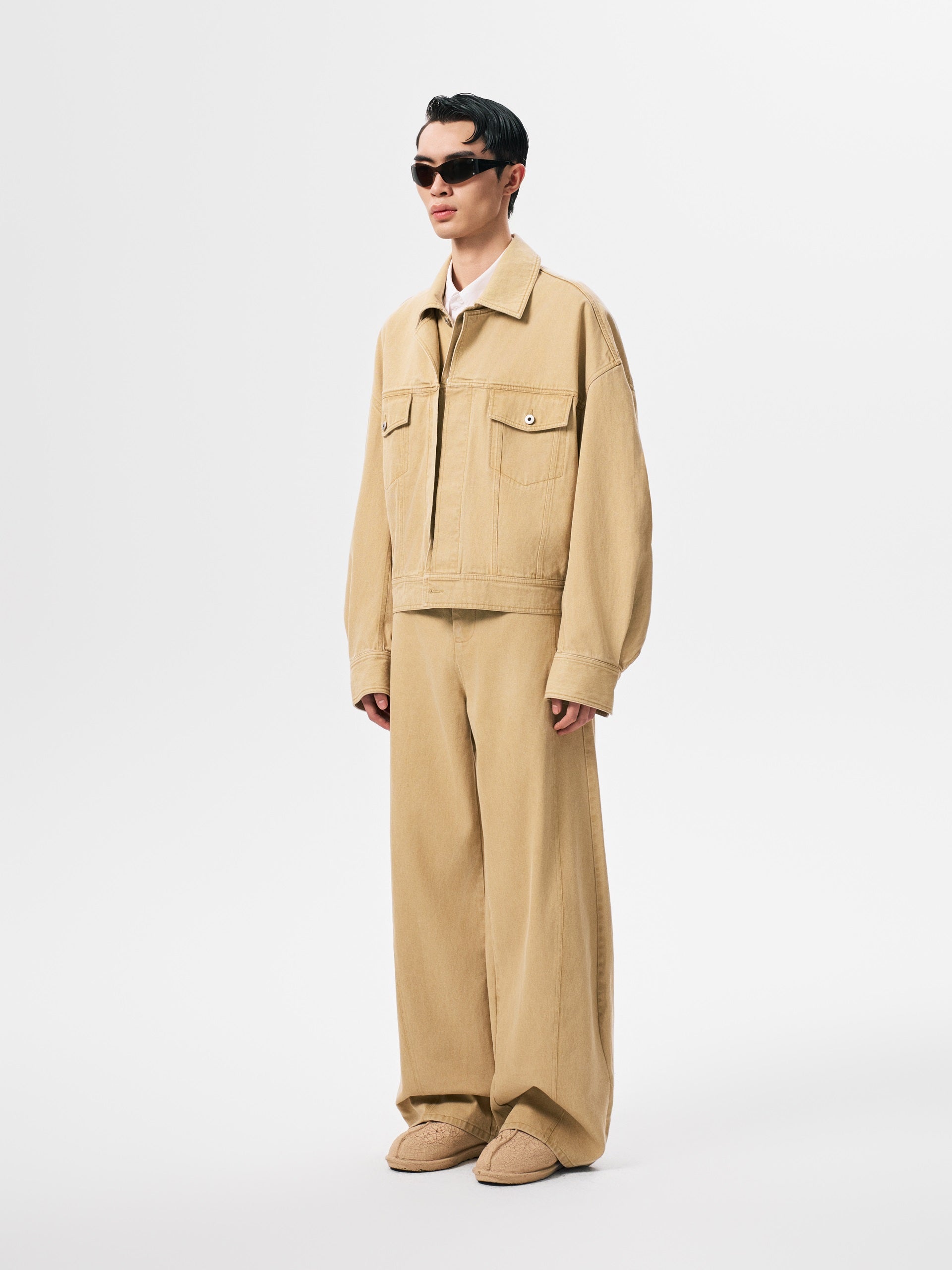 DENIM DECONSTRUCTION OVERSIZED JACKET KHAKI
