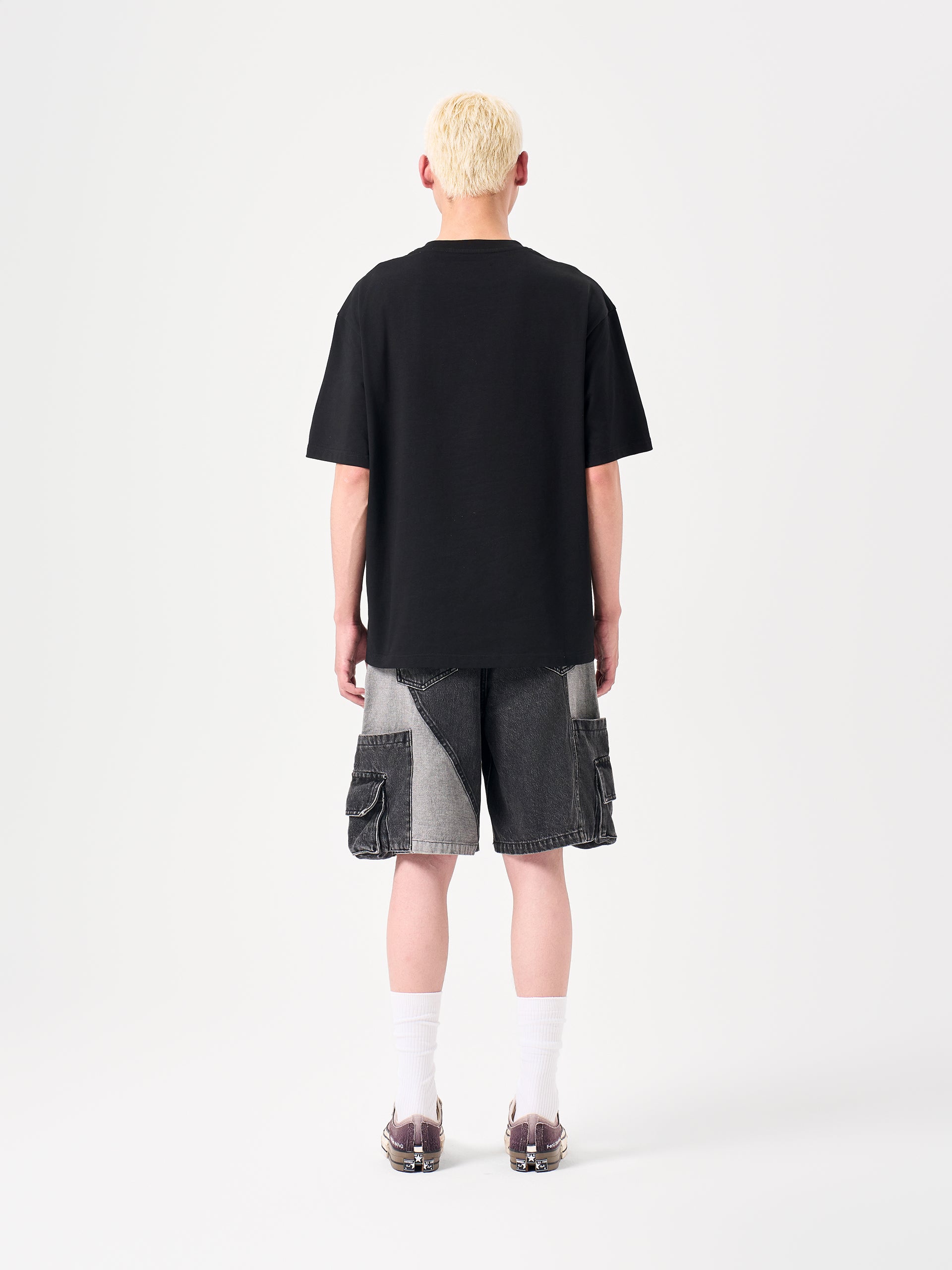 BLACK 2-IN-1 DECONSTRUCTED SHORT-SLEEVE TEE