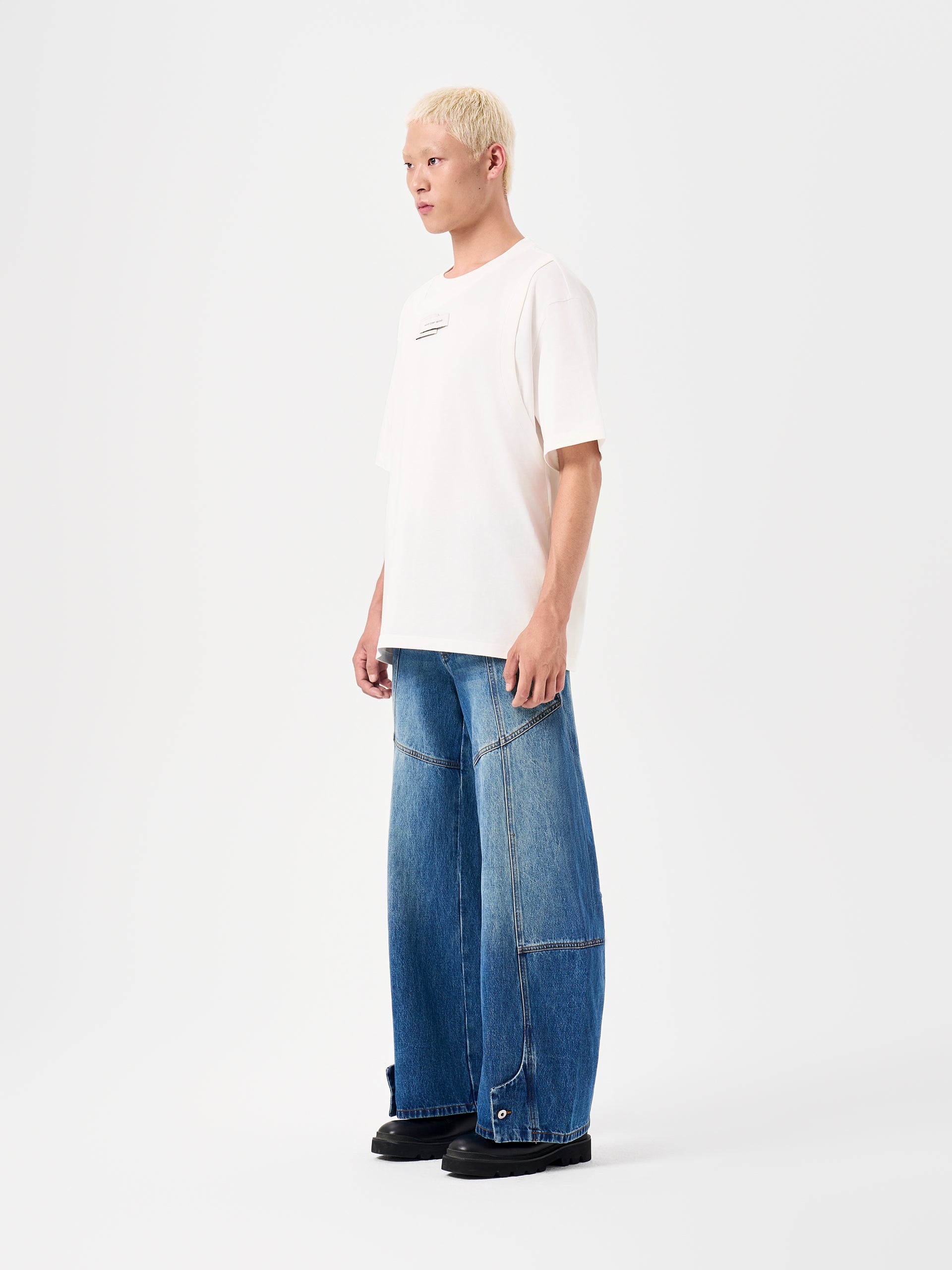 WHITE 2-IN-1 DECONSTRUCTED SHORT-SLEEVE TEE