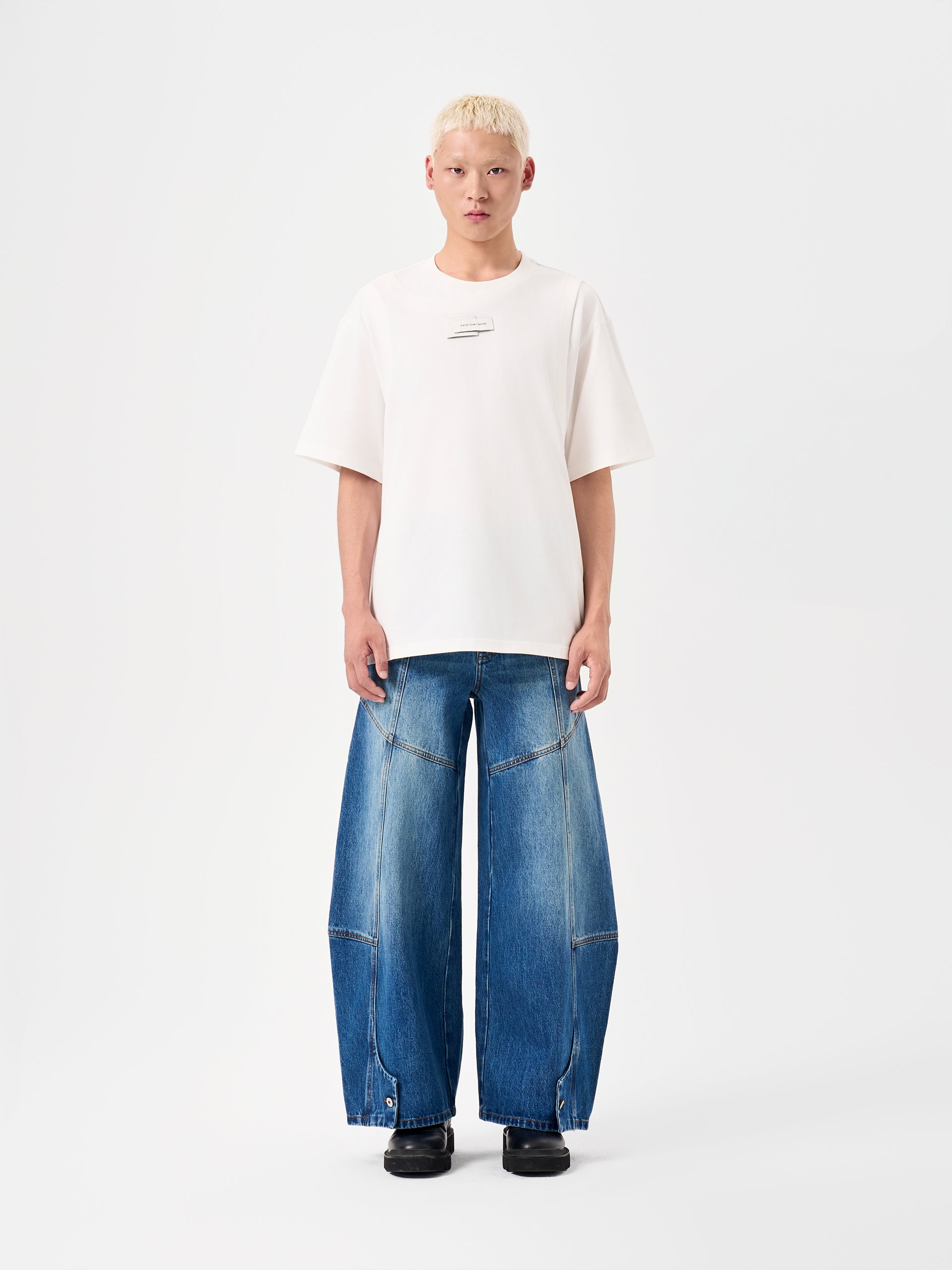 WHITE 2-IN-1 DECONSTRUCTED SHORT-SLEEVE TEE