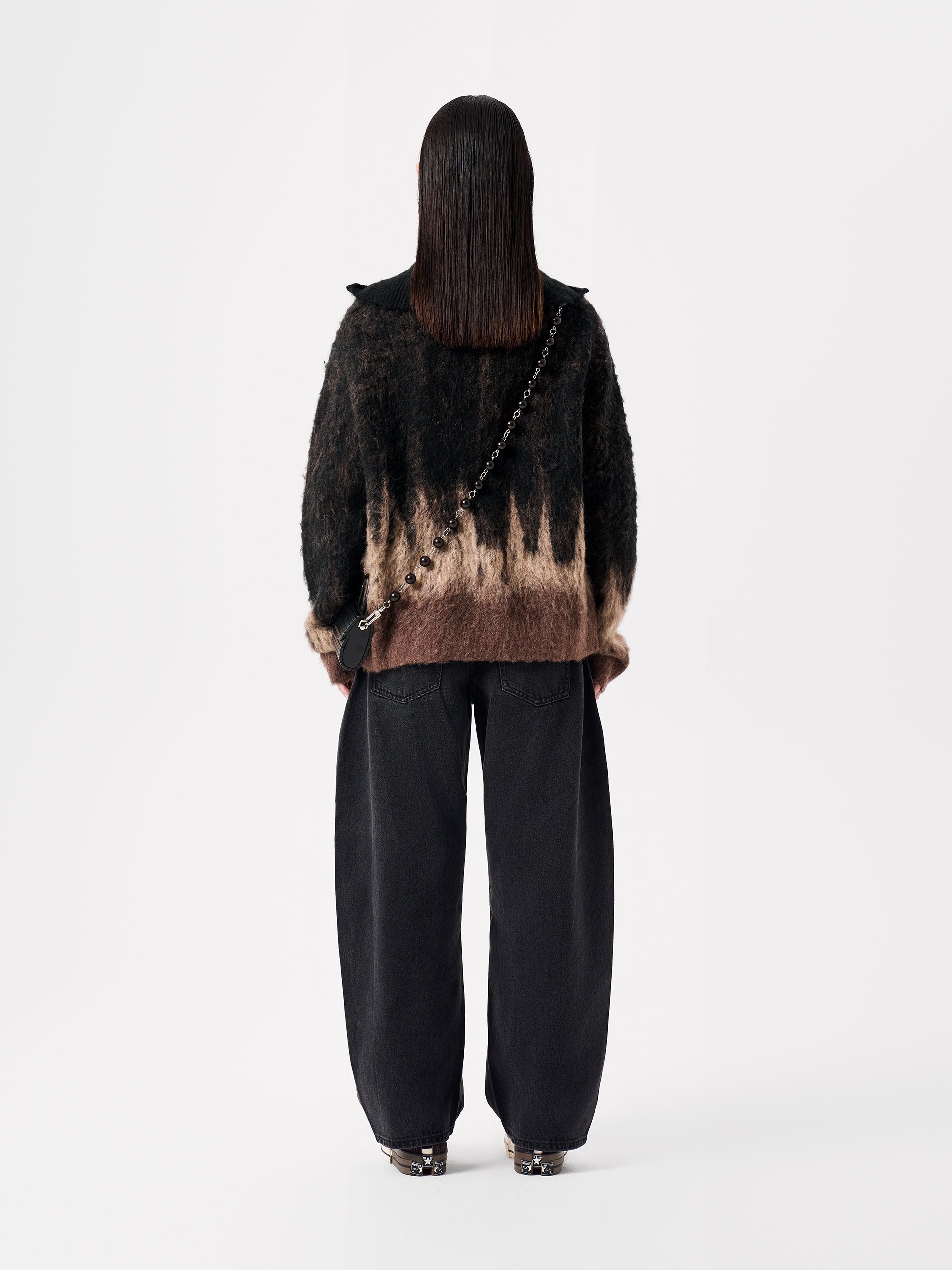 JACQUARD KNIT ZIP-UP CARDIGAN