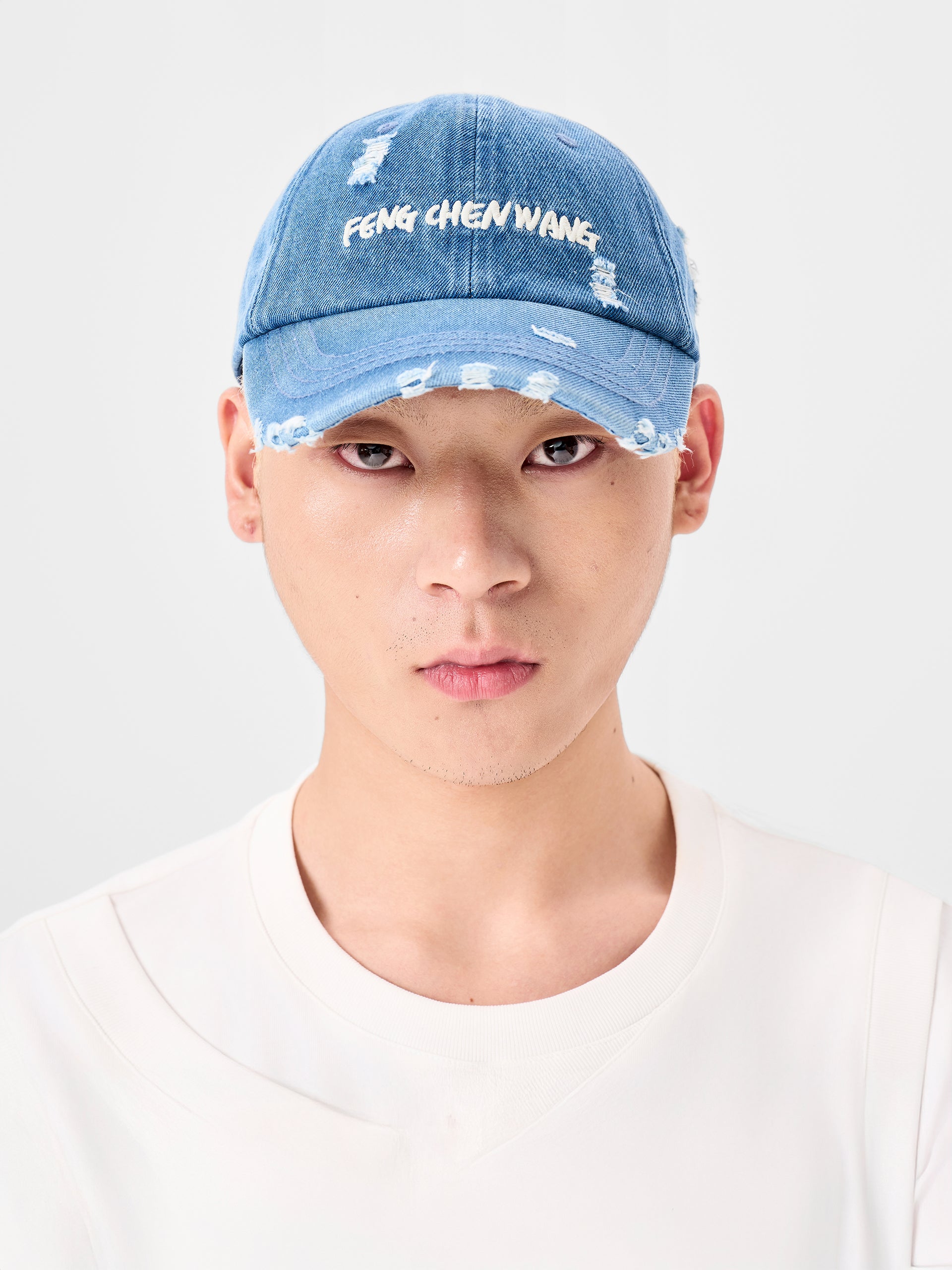 BLUE DENIM BASEBALL CAP WITH LOGO