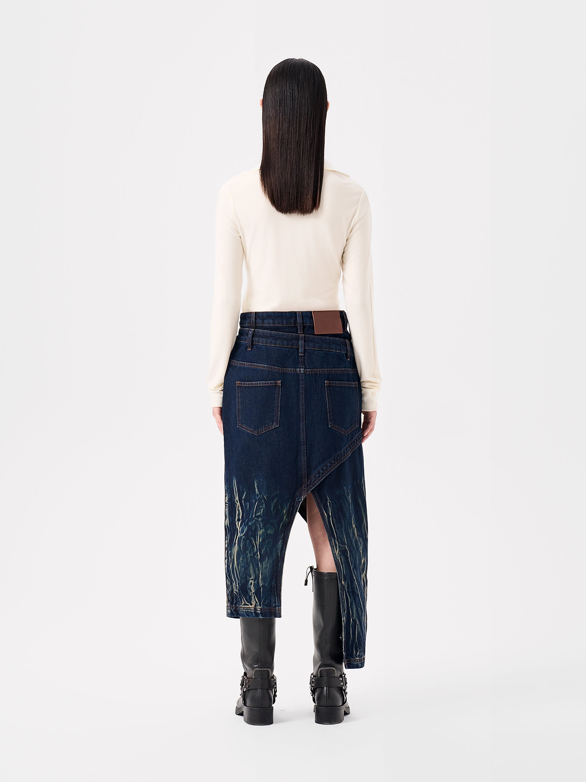 GRADIENT TIE-DYE DENIM SKIRT