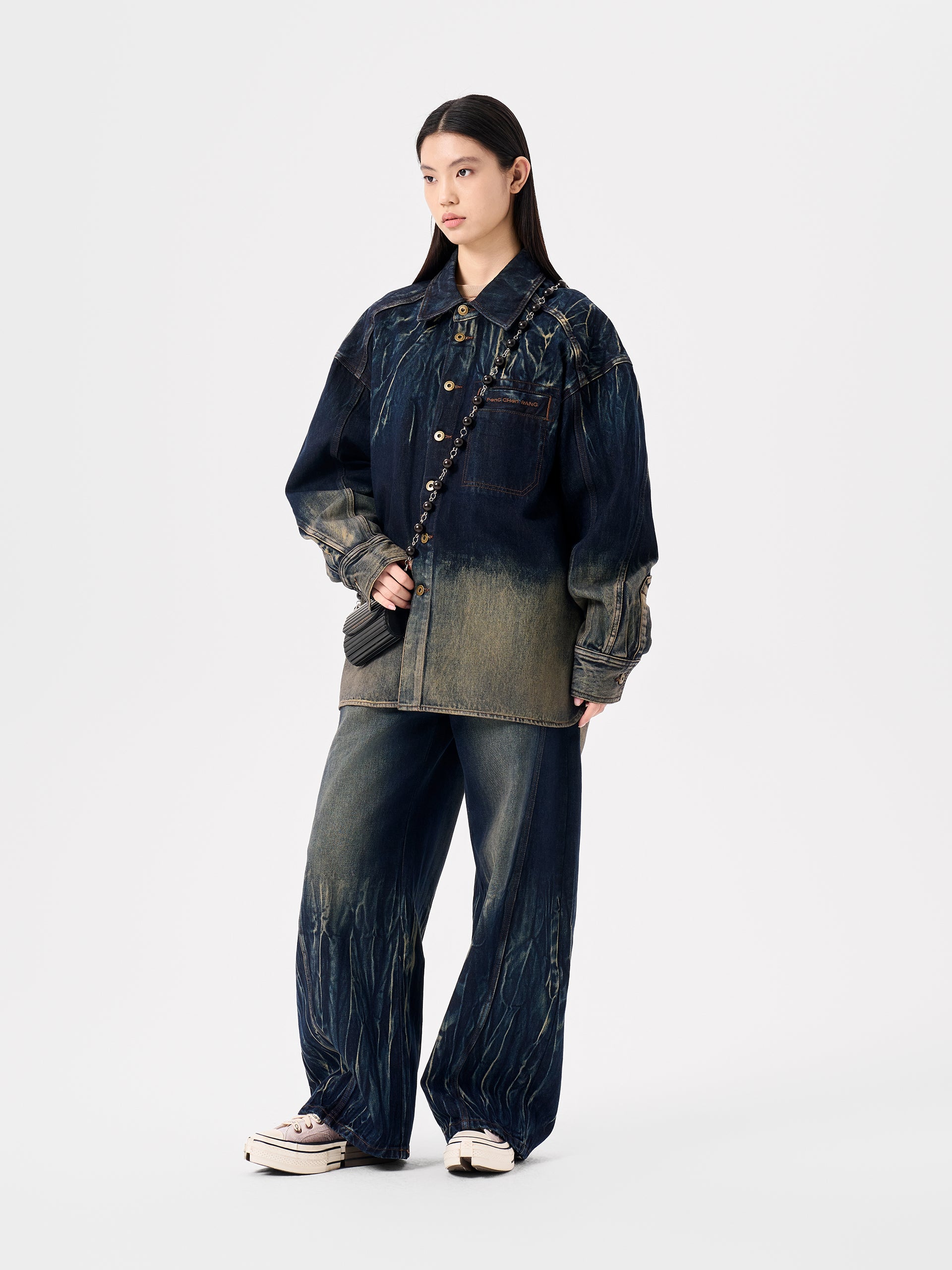 BLUE TIE-DYE DENIM SHIRT JACKET