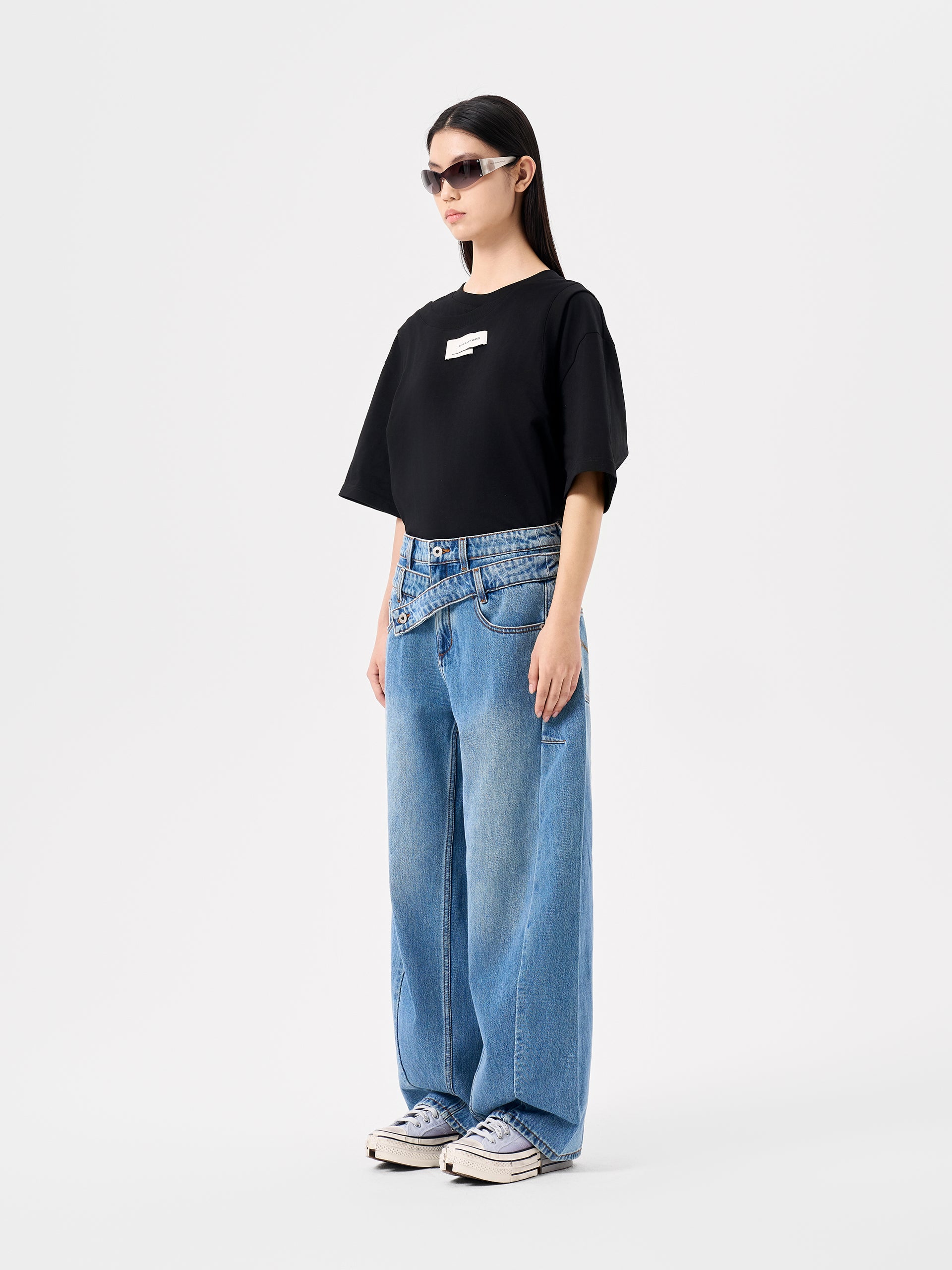DECONSTRUCTED COLORBLOCK WOOL CASUAL PANTS