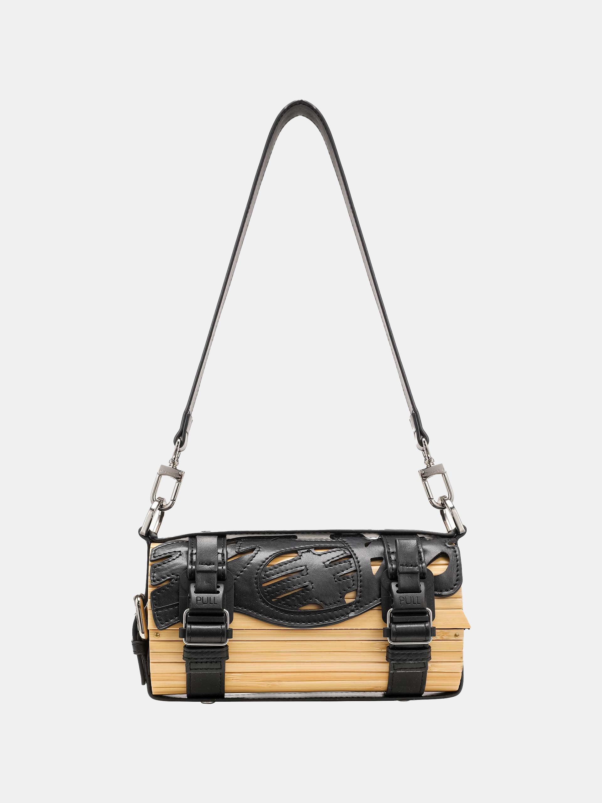 BLACK LOGO STRAP BAMBOO BAG