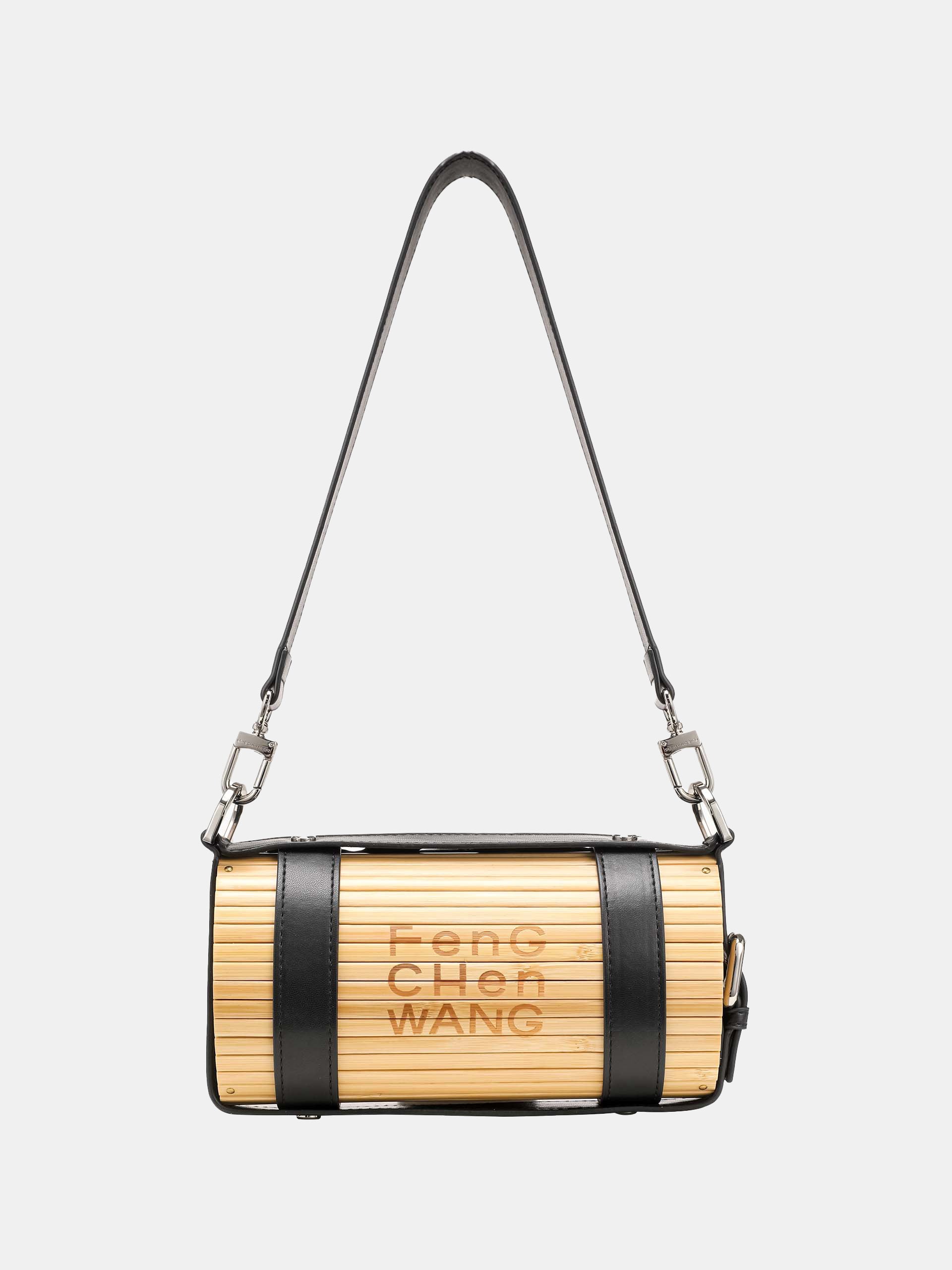 BLACK LOGO STRAP BAMBOO BAG