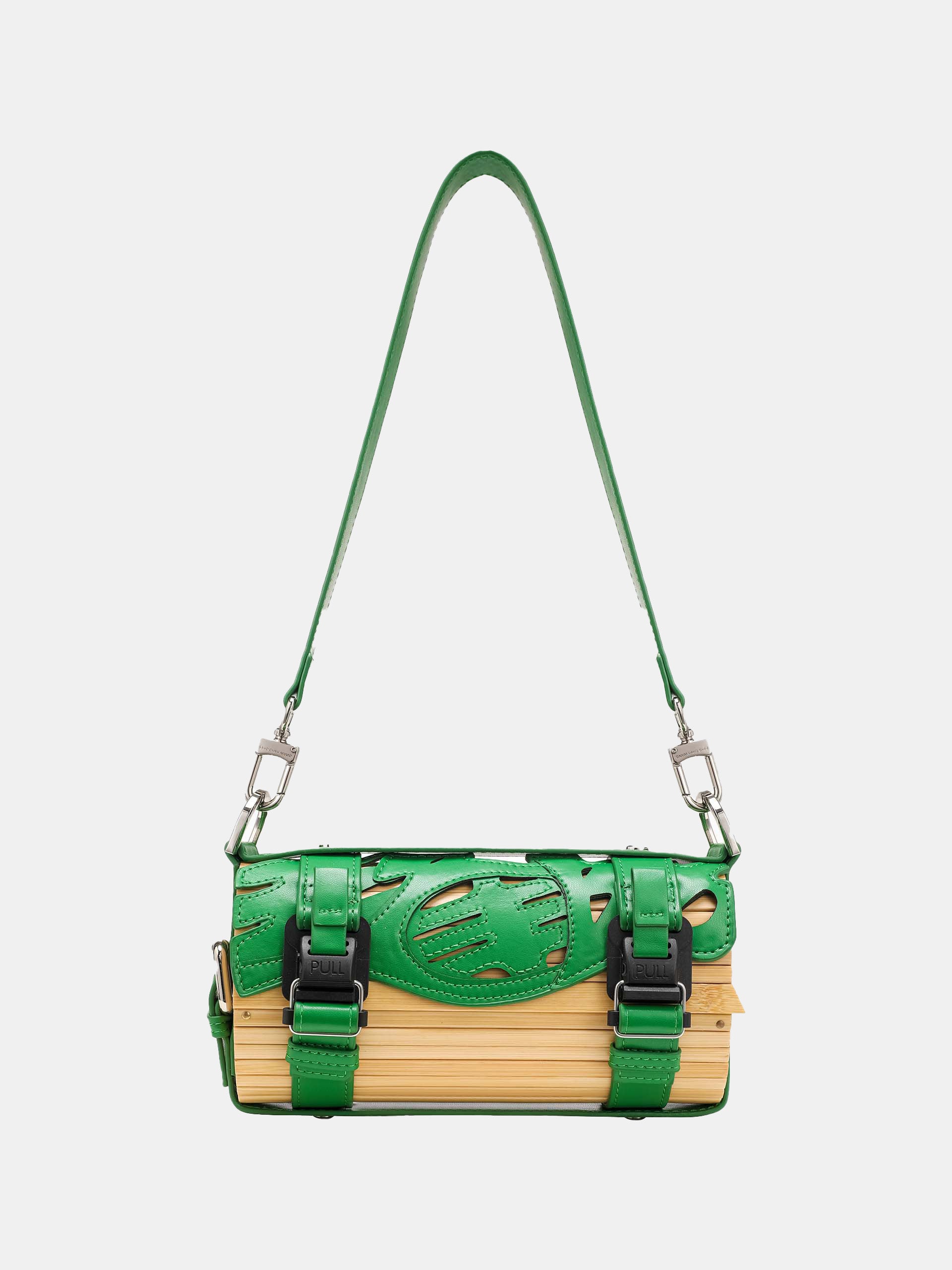 GREEN LOGO STRAP BAMBOO BAG