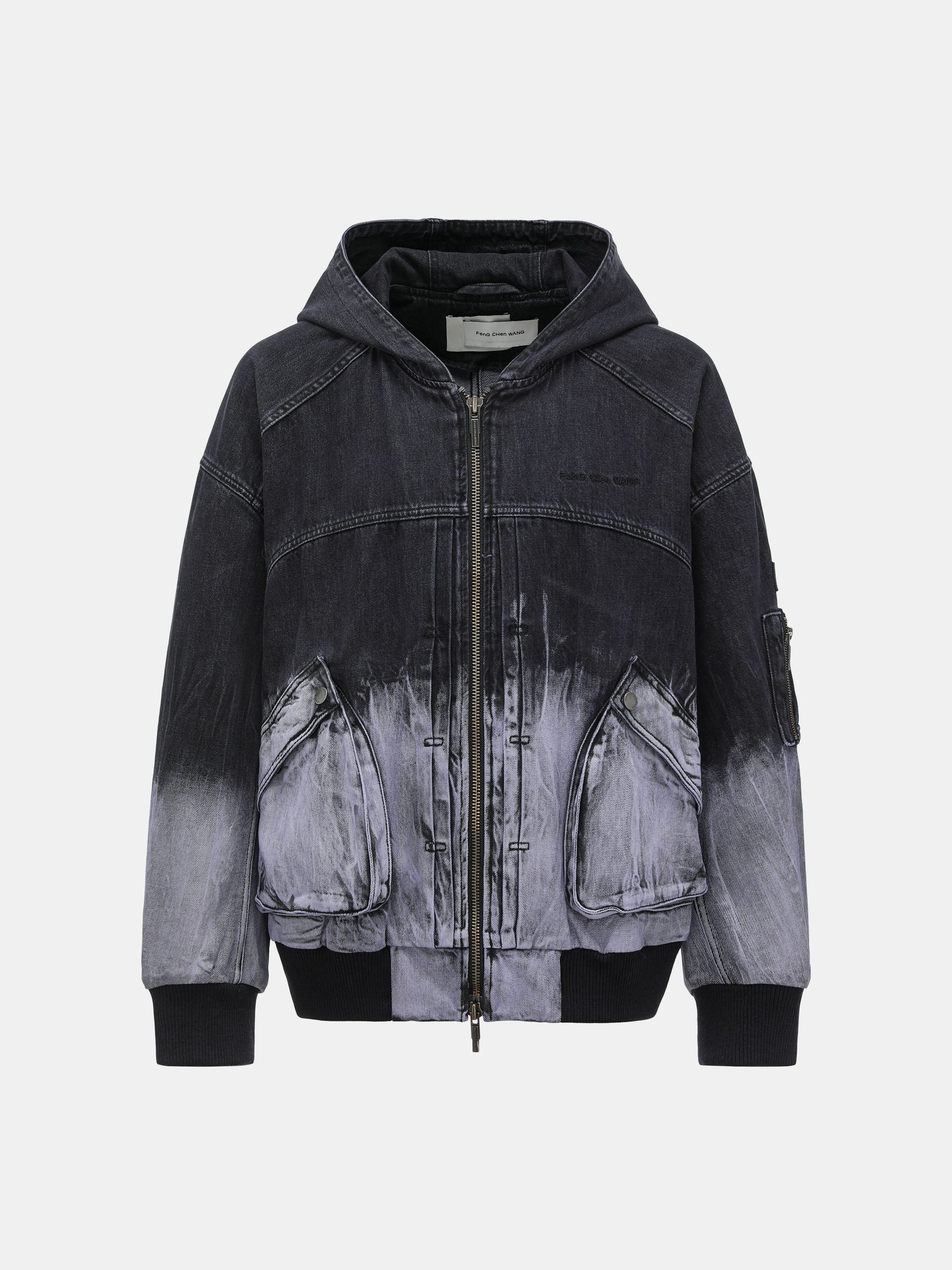 BLACK/PURPLE GRADIENT DENIM ZIP-UP JACKET