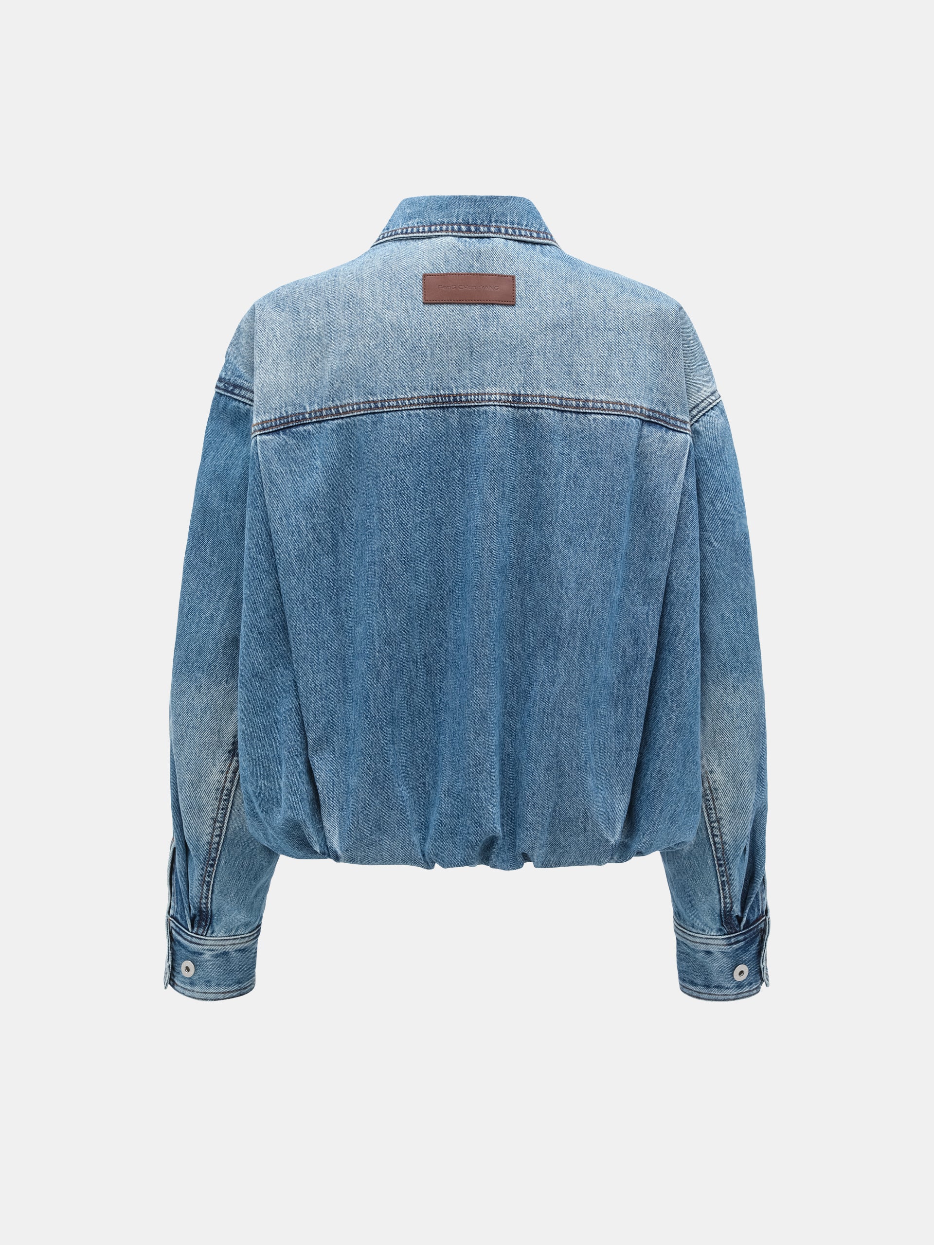BLUE DECONSTRUCTED PLACKET DENIM JACKET