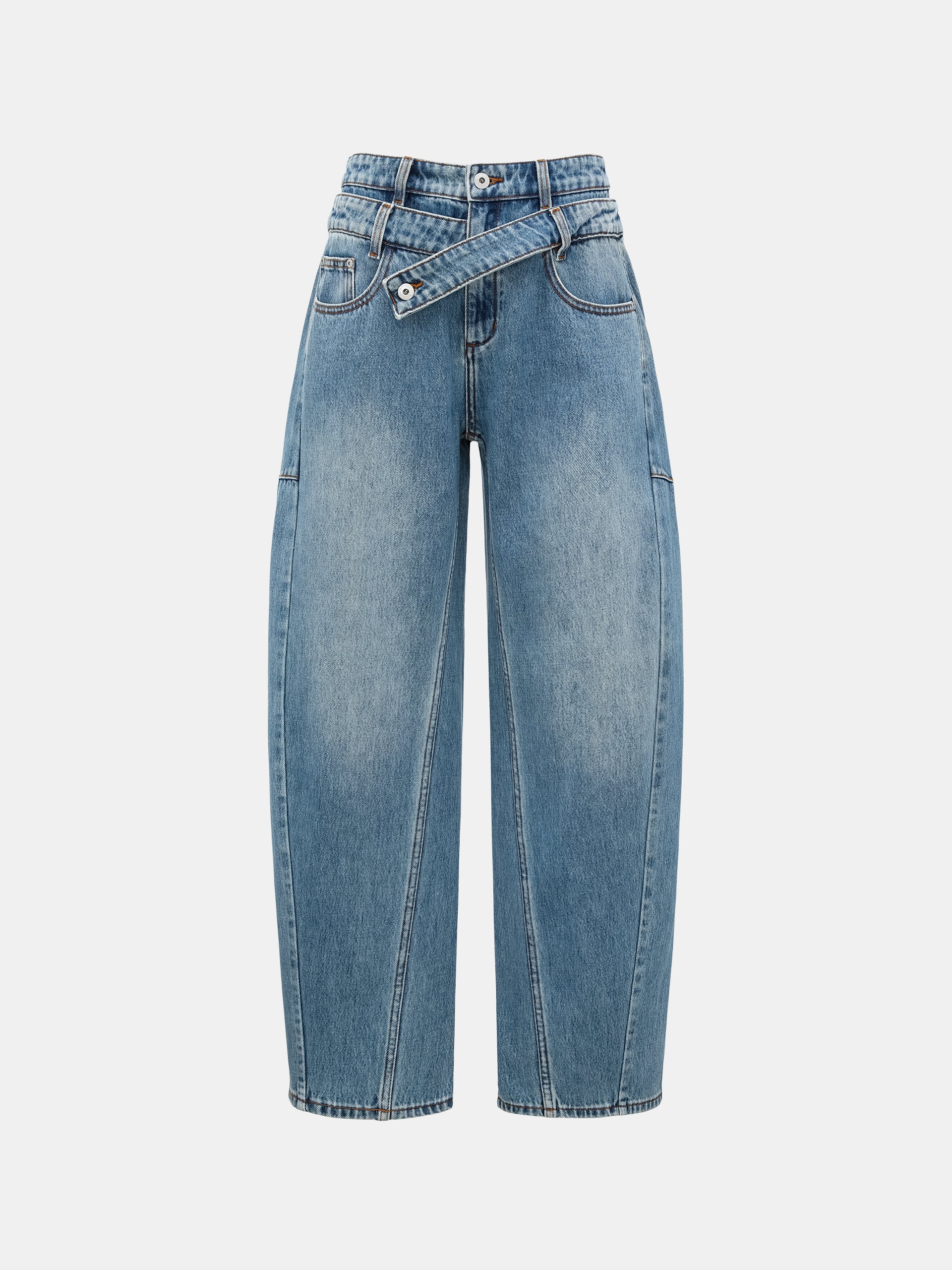 DECONSTRUCTED COLORBLOCK WOOL CASUAL PANTS