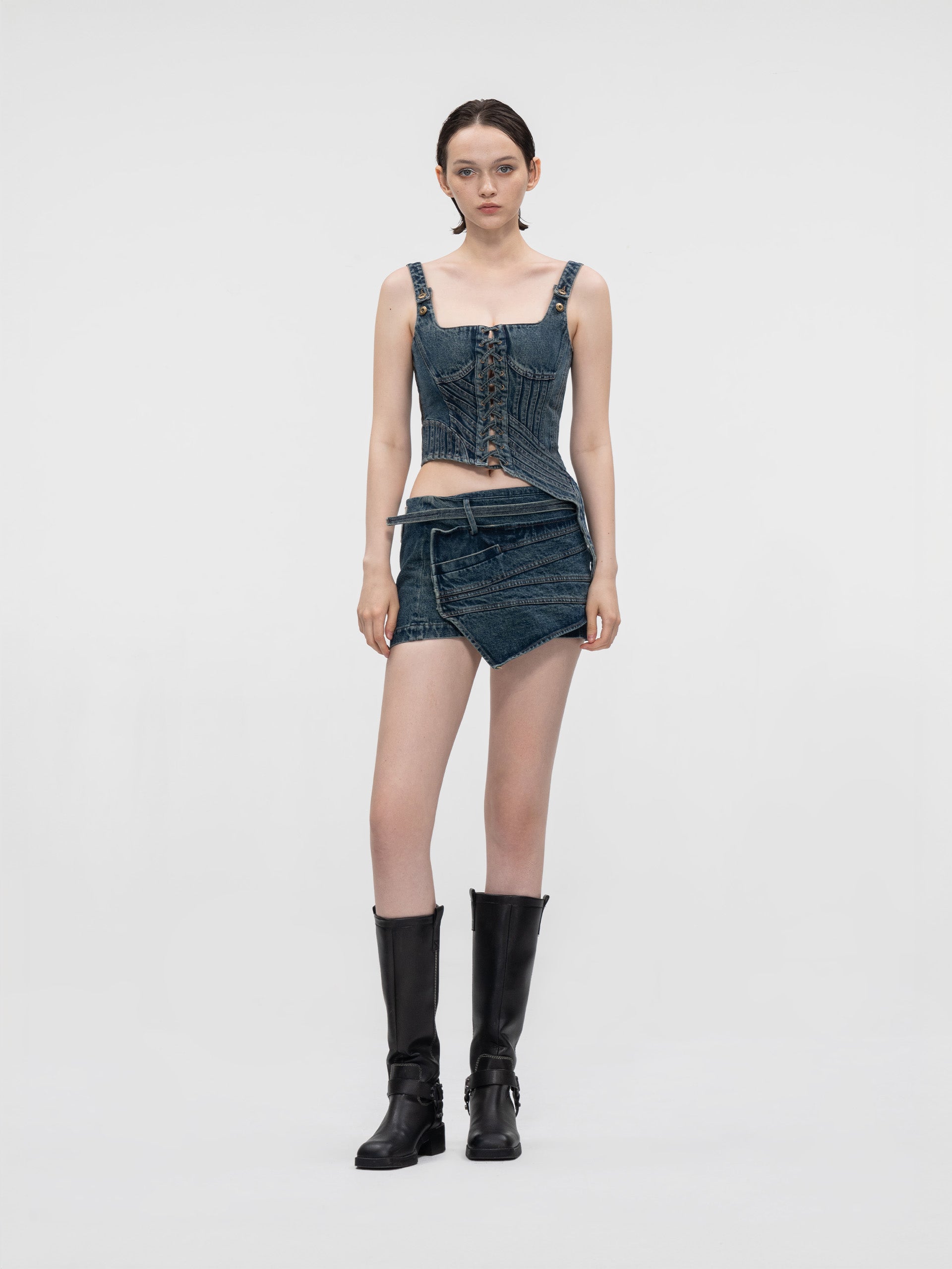 MULTI SEAM MINI SKIRT