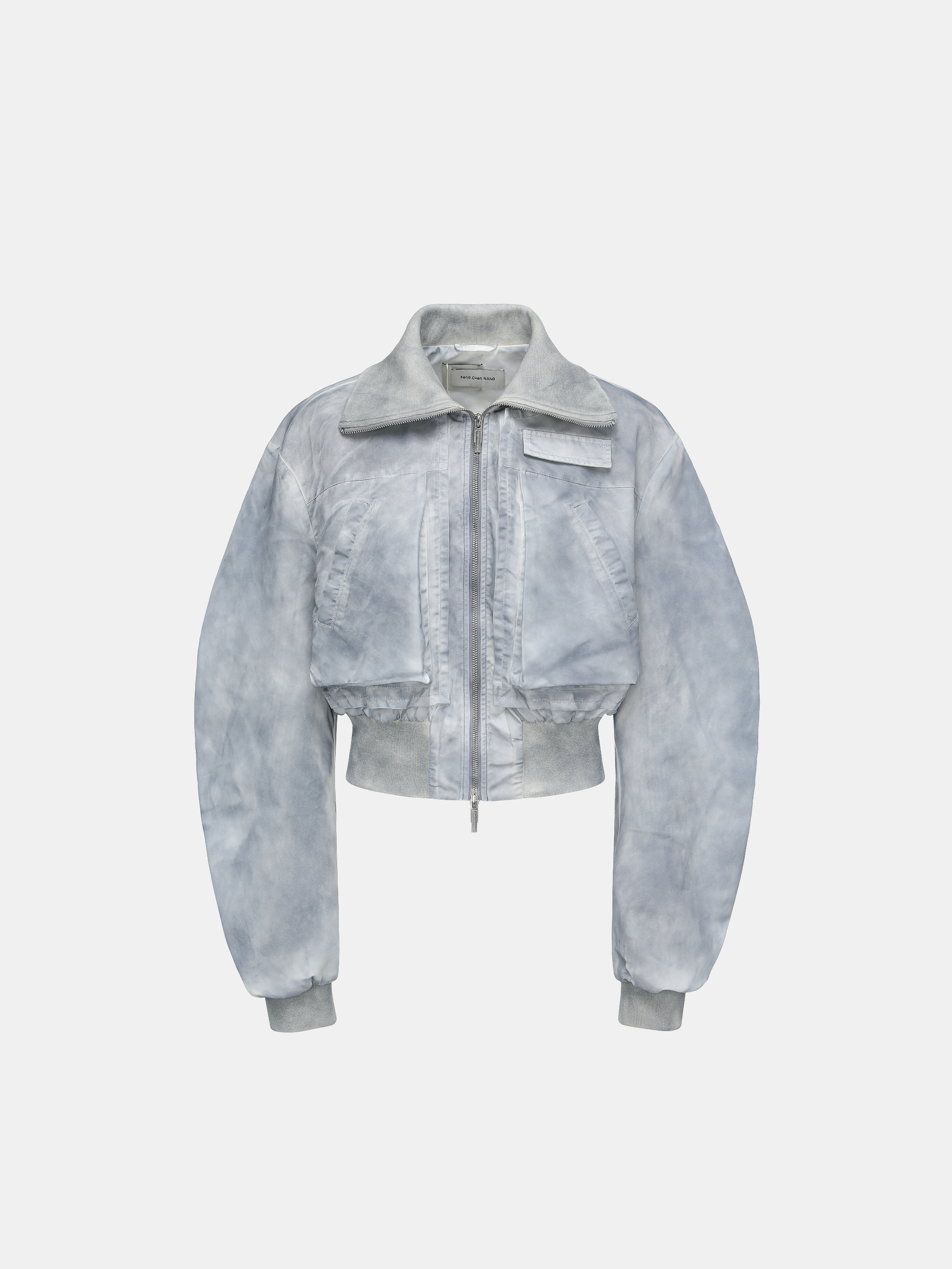 CROP JACKET IN SPRAY PAINTED NYLON - Feng Chen Wang