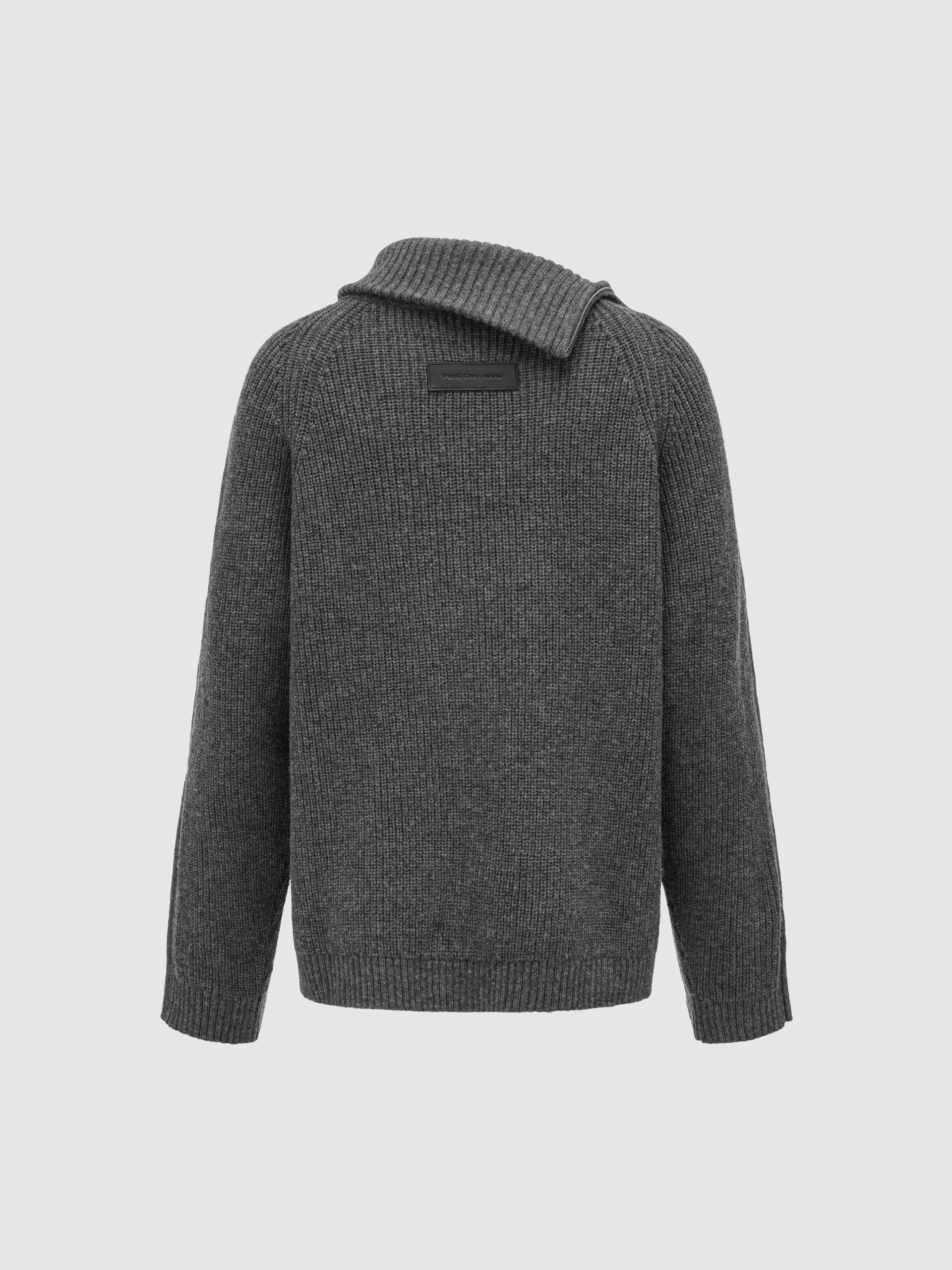 DECONSTRUCTED SHIRT FABRIC SWEATER WITH PATCHWORK