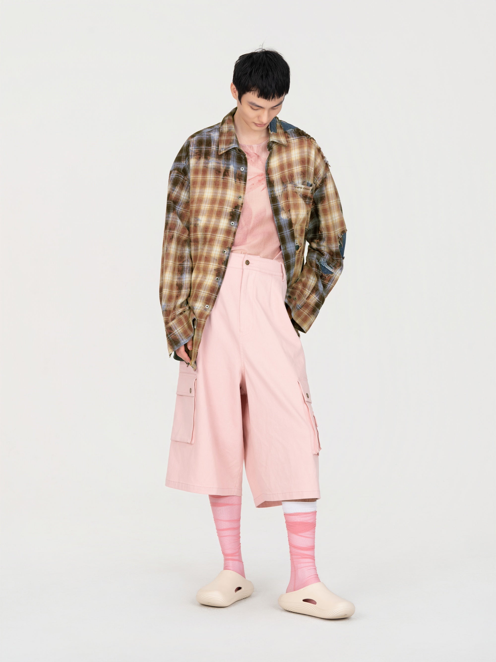 LONG SLEEVE SHIRT IN DECAYED CHECK - Feng Chen Wang