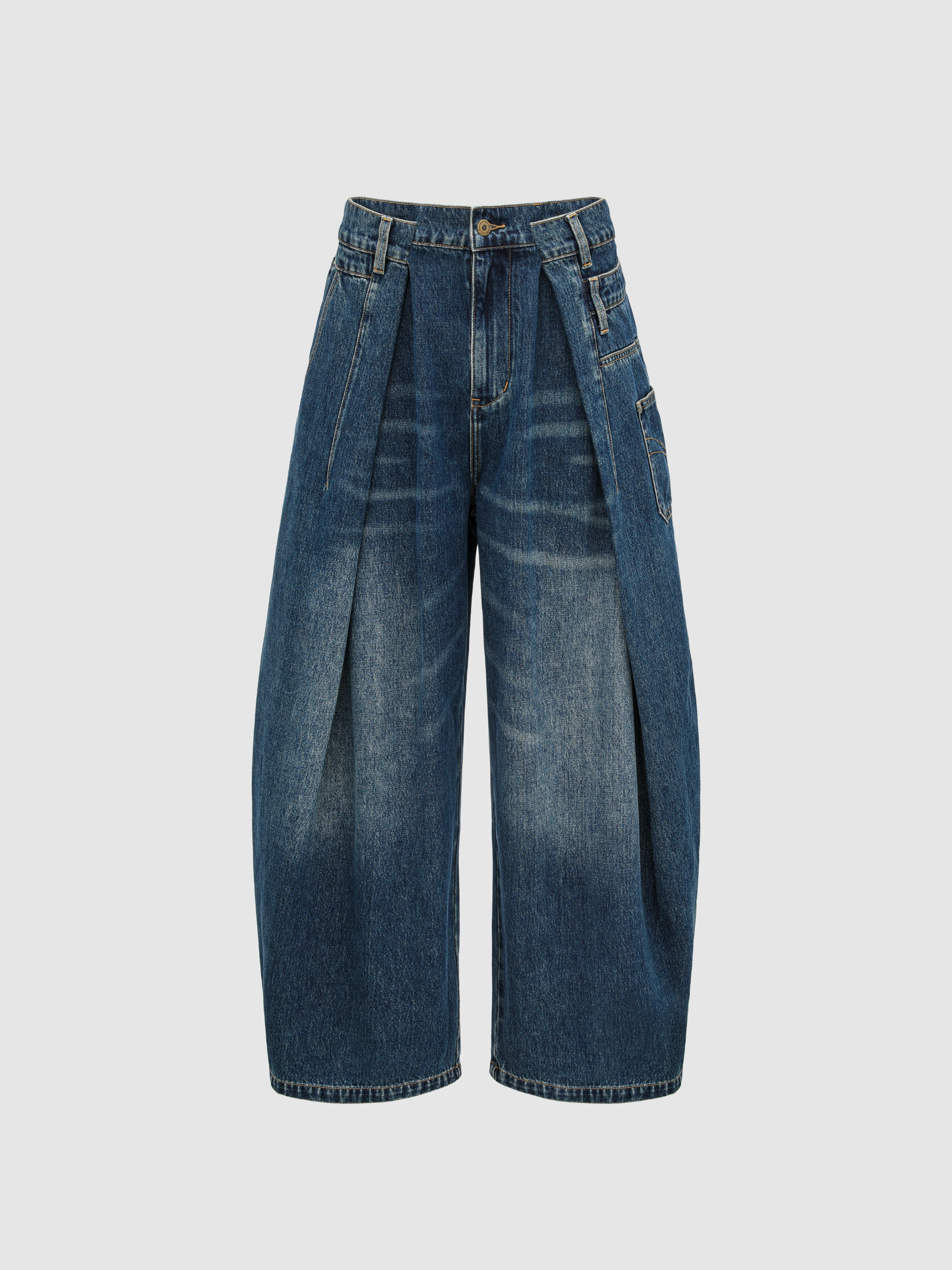 BLUE WASHED DECONSTRUCTED DENIM PANTS