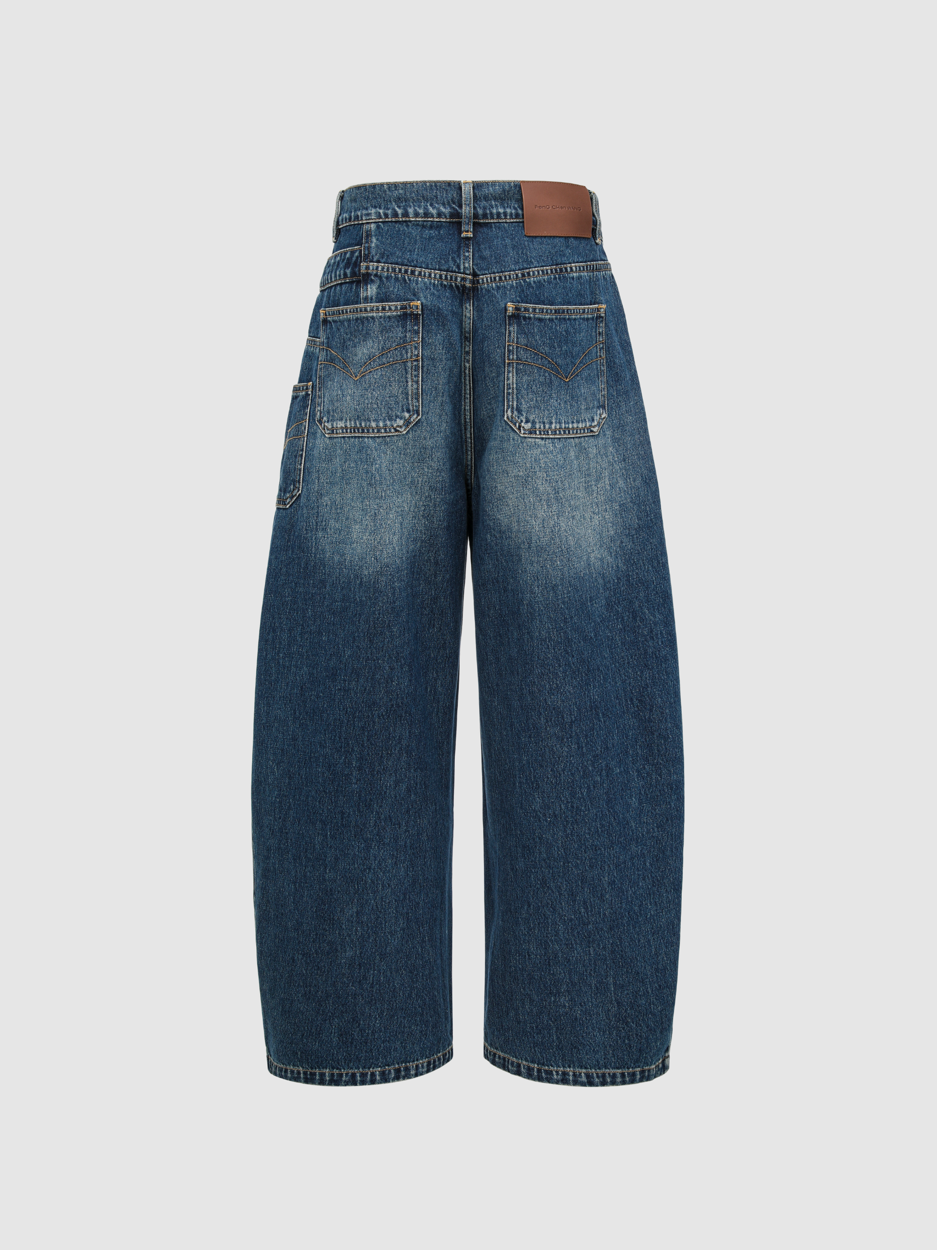 BLUE WASHED DECONSTRUCTED DENIM PANTS