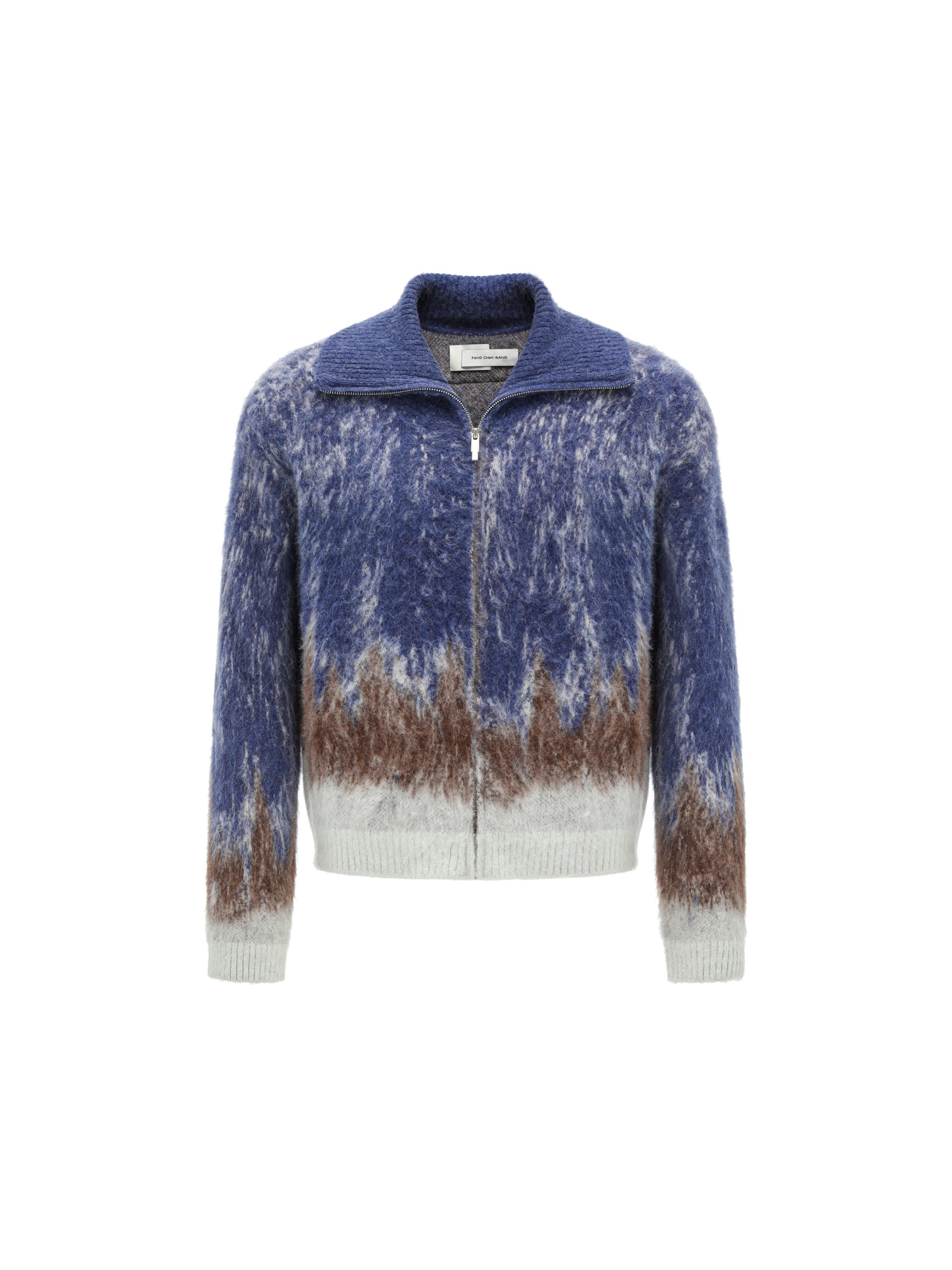 BLUE-TO-BROWN GRADIENT CARDIGAN