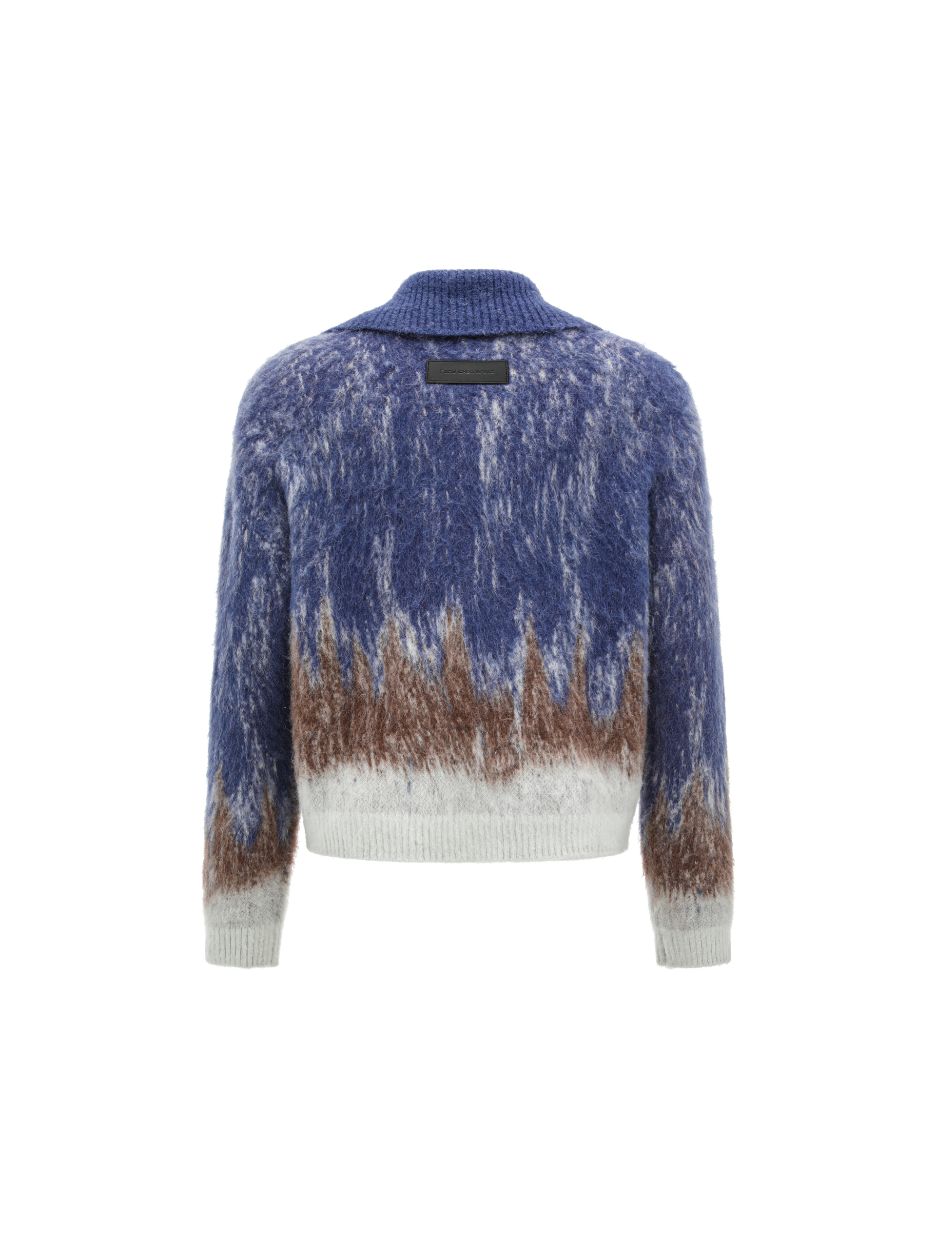 BLUE-TO-BROWN GRADIENT CARDIGAN