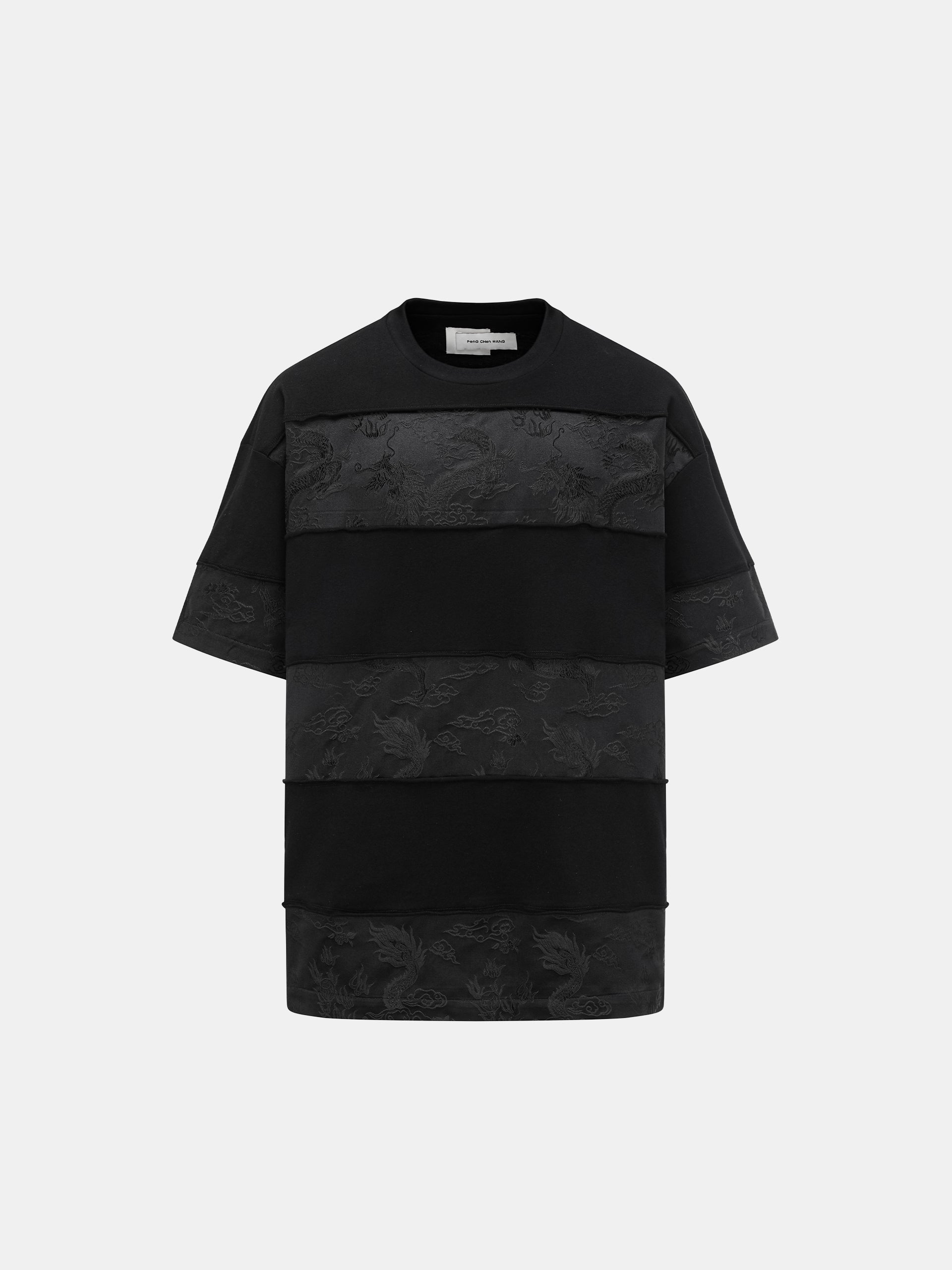 PATCHED JERSEY T-SHIRT WITH DRAGON JACQUARD
