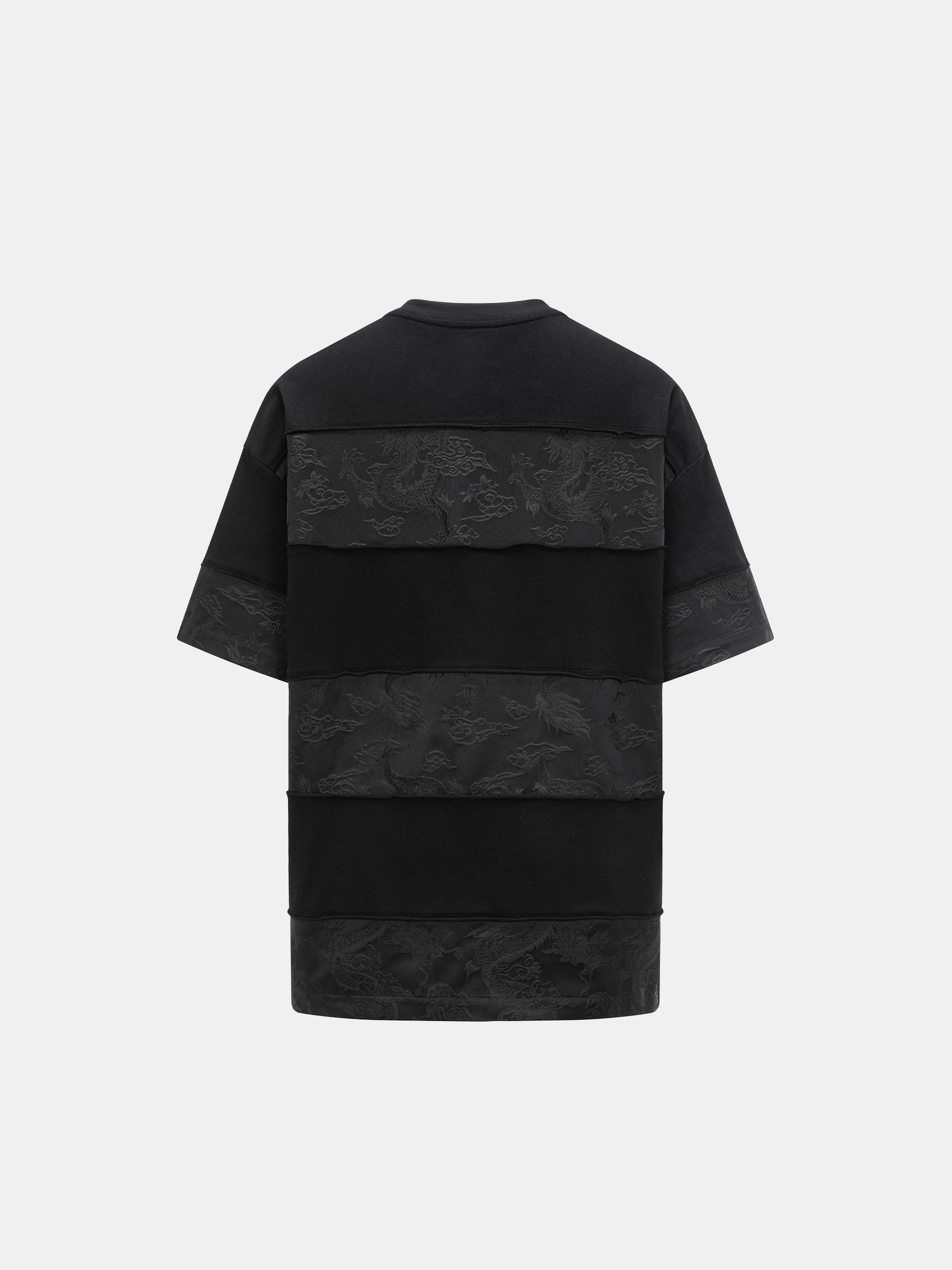 PATCHED JERSEY T-SHIRT WITH DRAGON JACQUARD