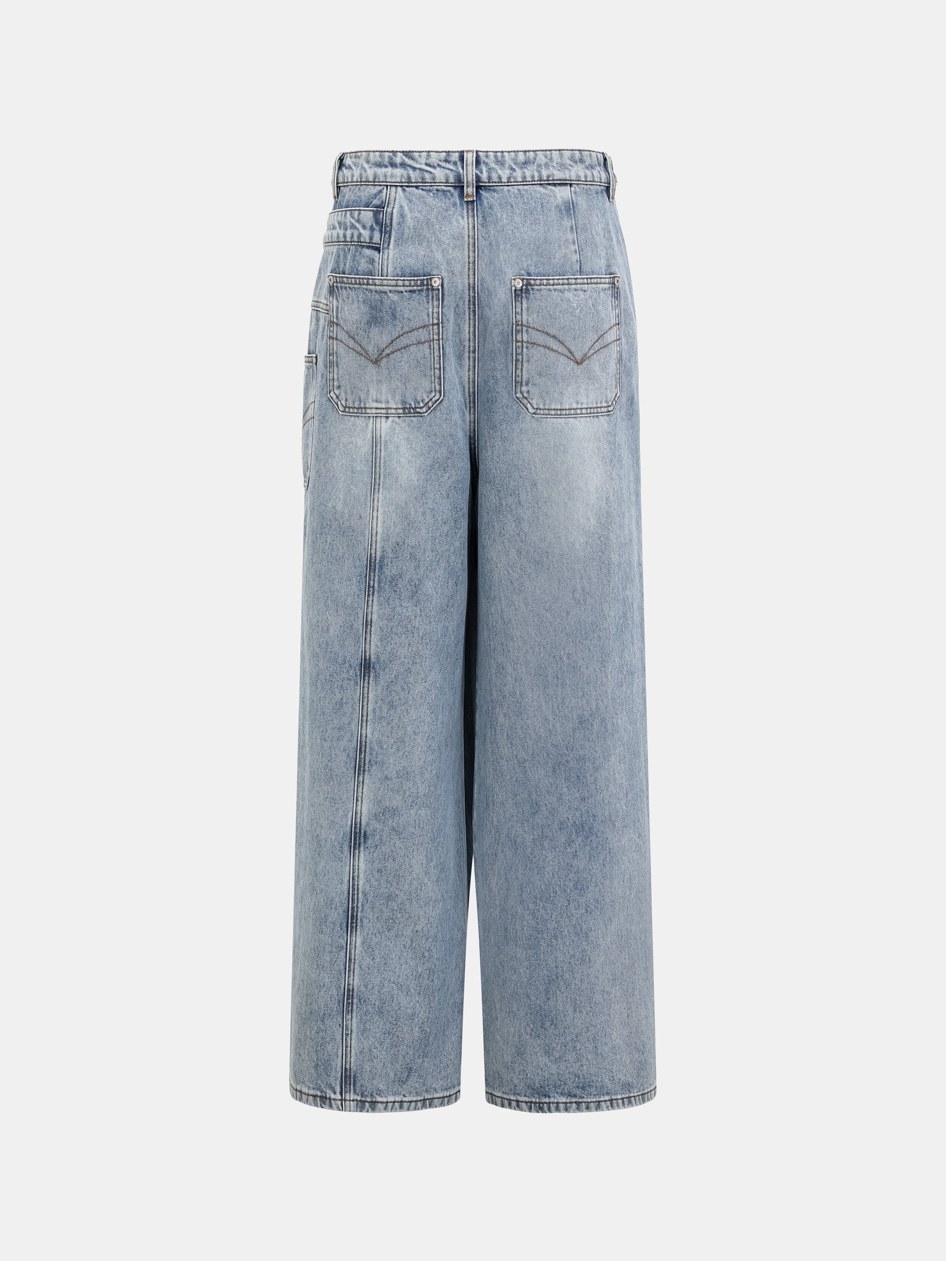 ASYMMETRIC WIDE LEG JEANS WITH PANEL REMAKE