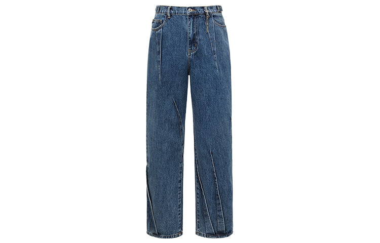 PLEATED WIDE-LEG RETRO WASHED JEANS
