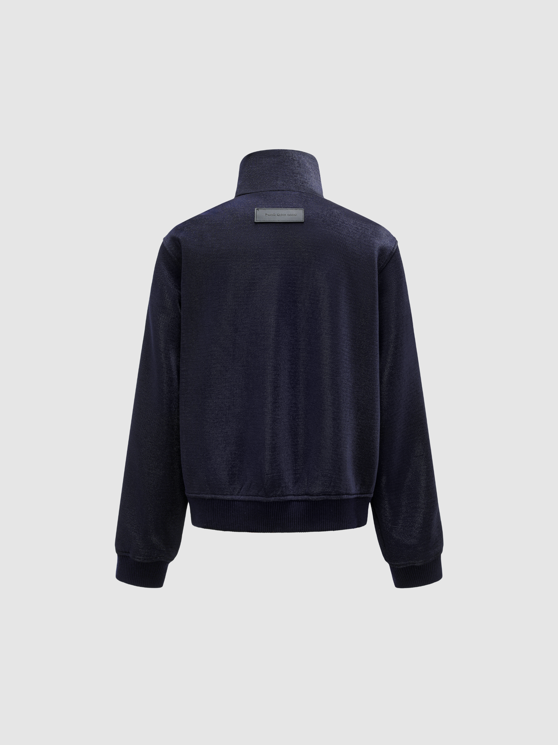 NAVY SUBTLE SHIMMER STRIPED PANEL TOP