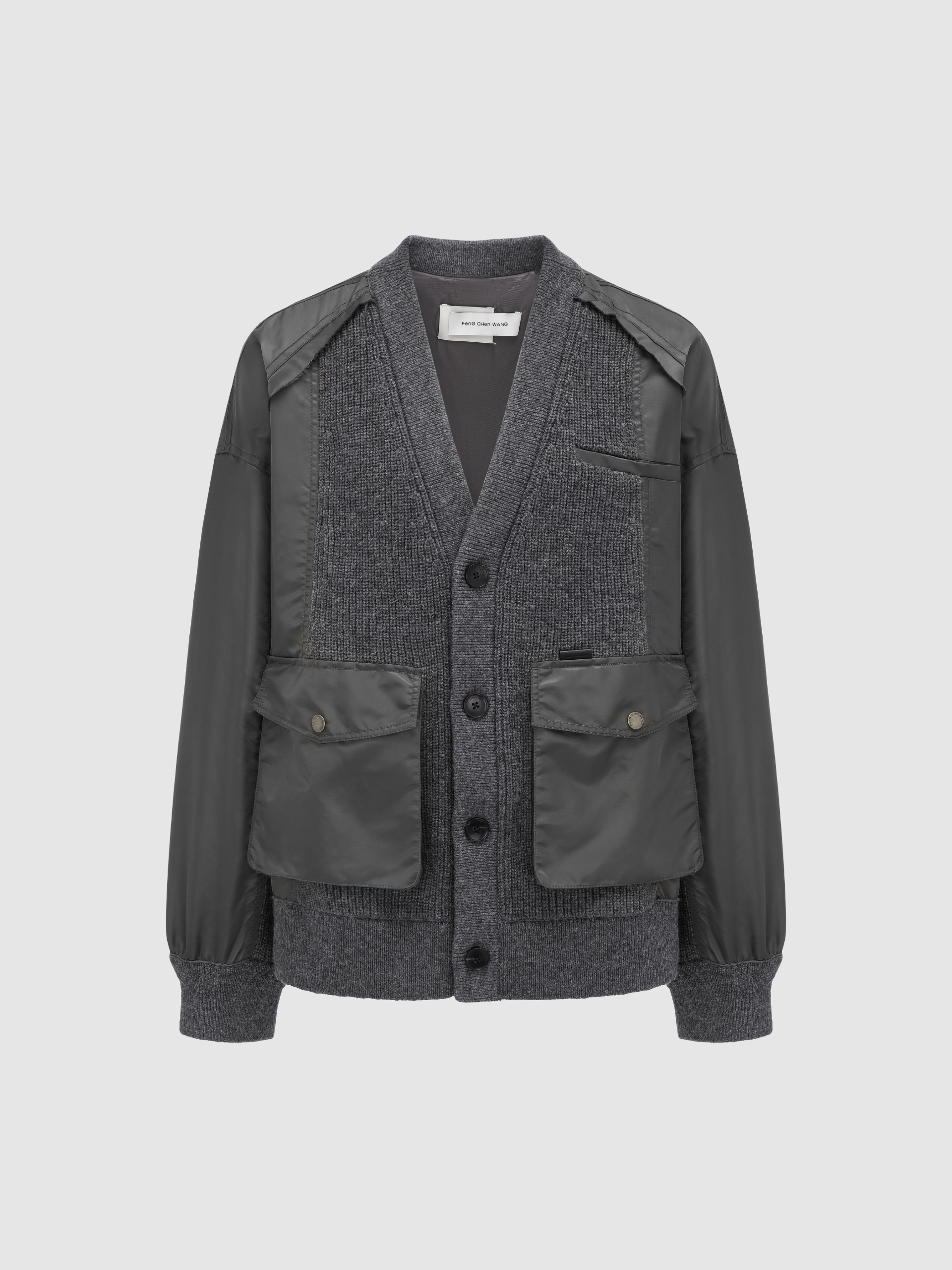 PATCHWORK NYLON UTILITY CARDIGAN
