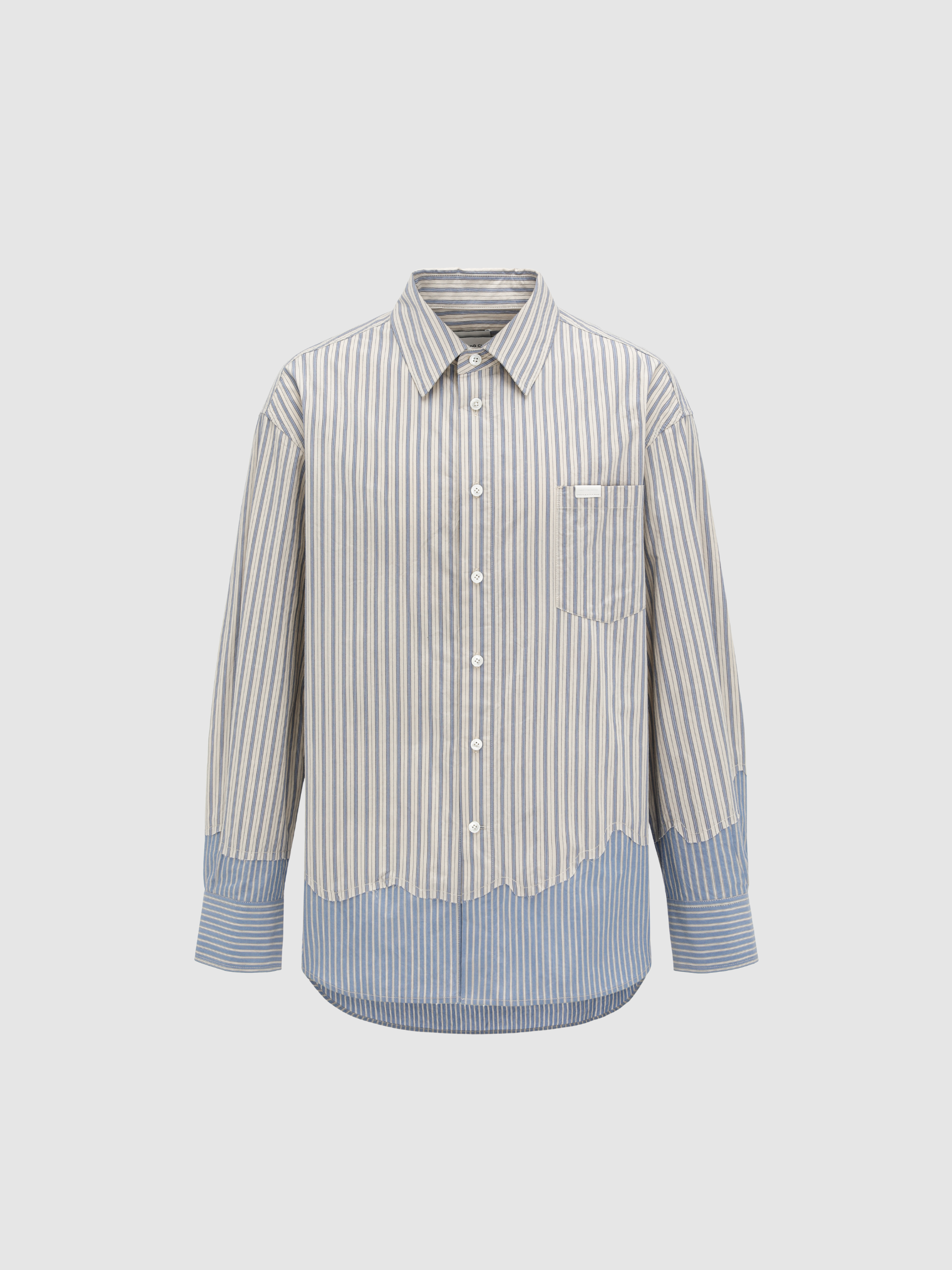 STRIPED PATCHWORK LONG-SLEEVE SHIRT