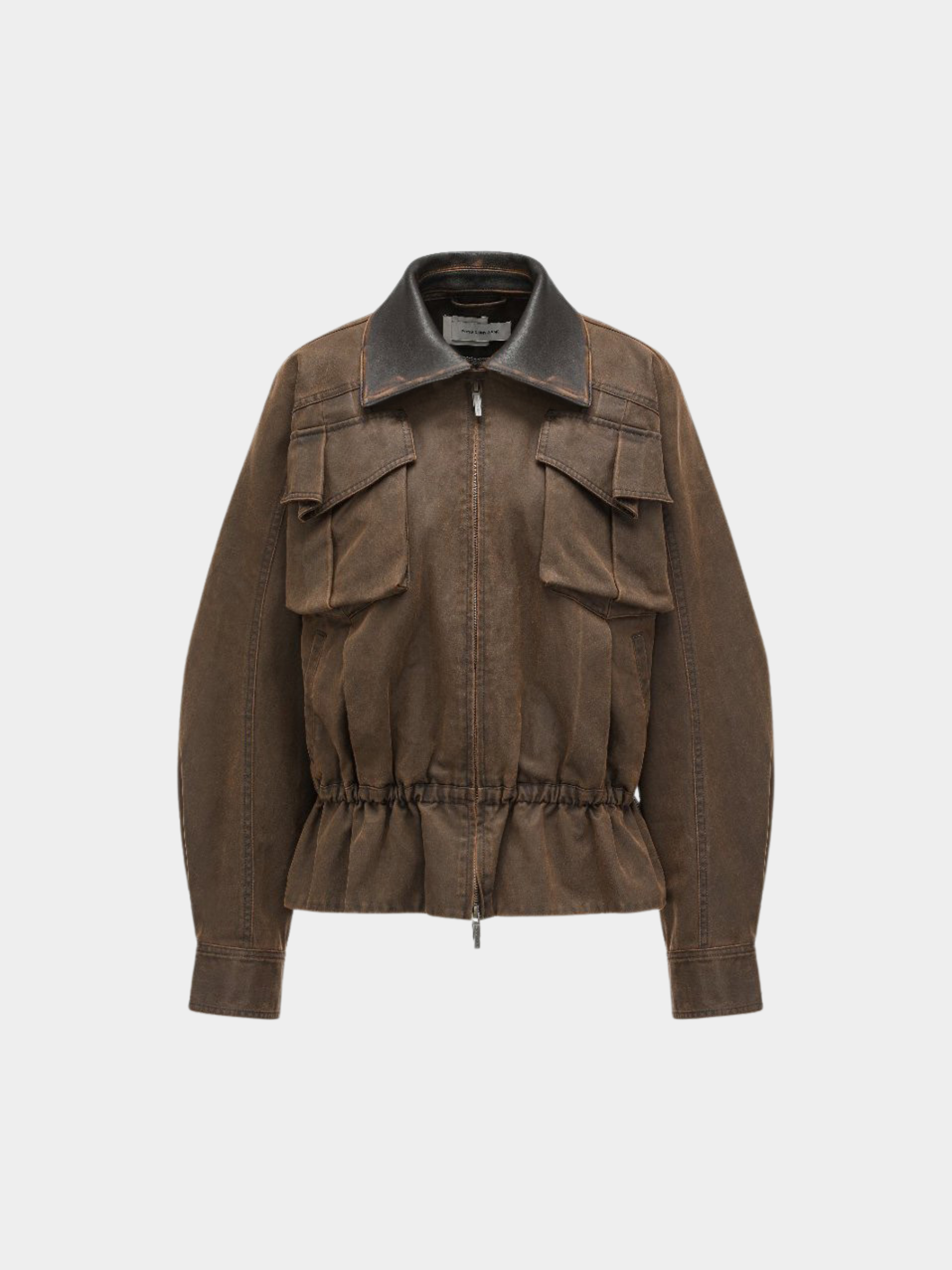 BROWN ELASTIC WAIST JACKET
