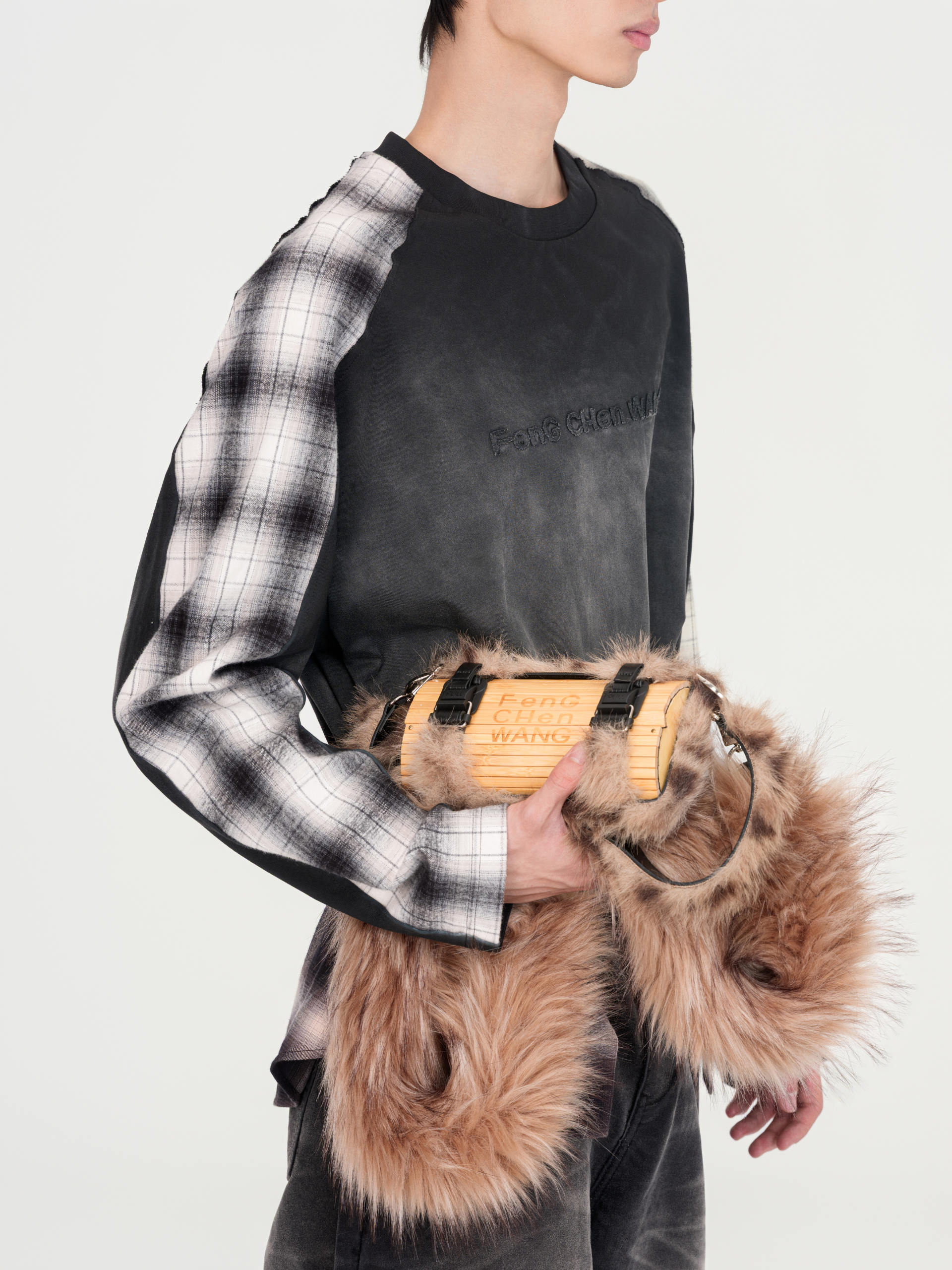 GRADIENT WASHED PATCHWORK LONG-SLEEVE T-SHIRT