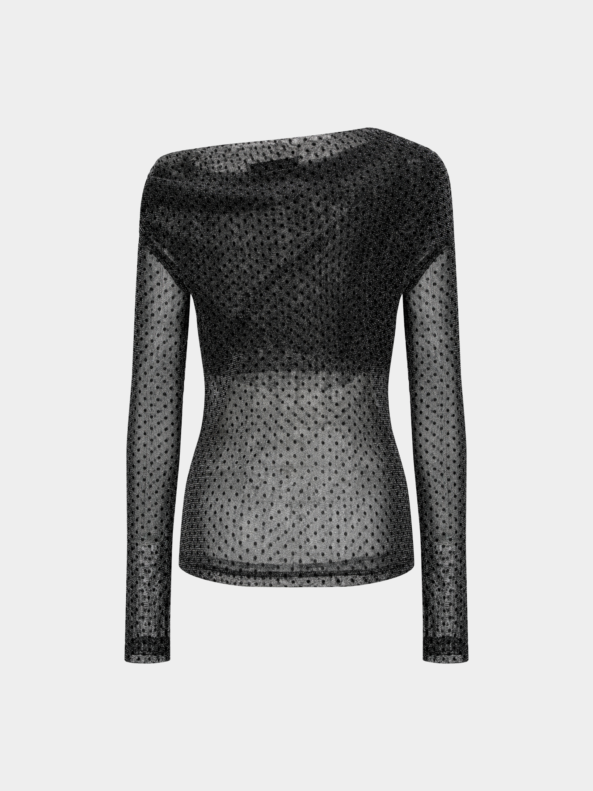 BLACK POLKA DOT ONE-SHOULDER BASE TOP
