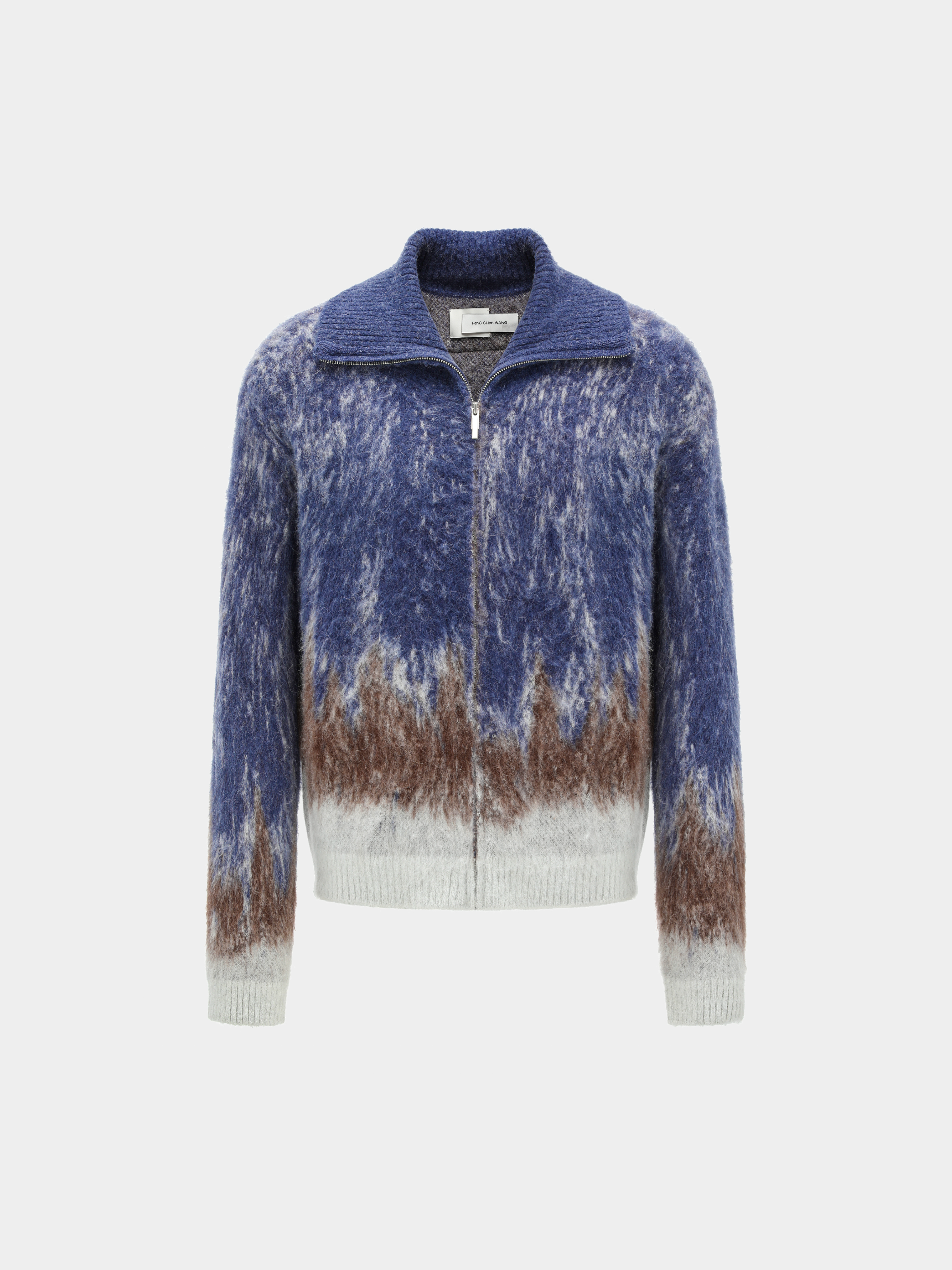 BLUE-TO-BROWN GRADIENT CARDIGAN