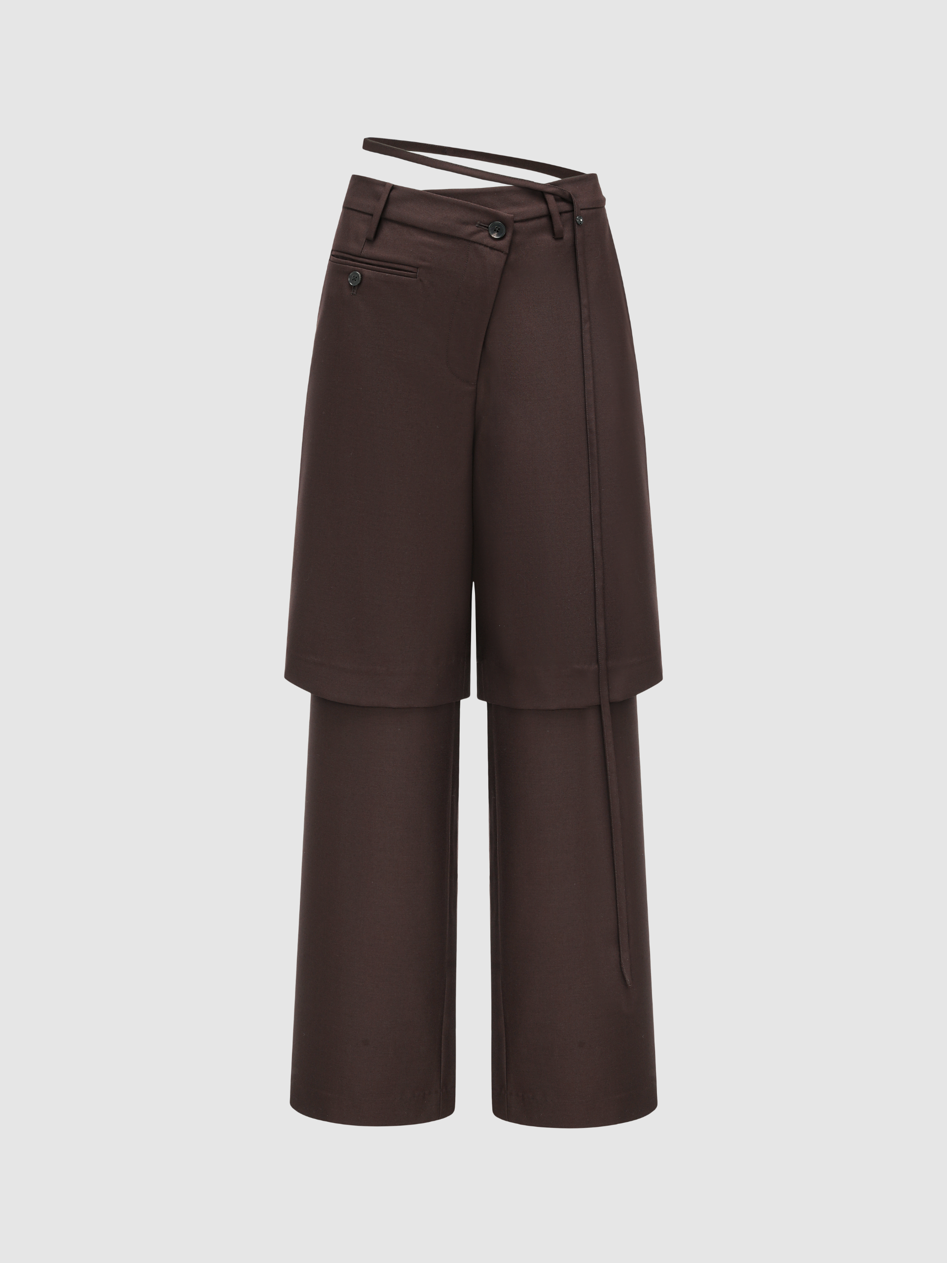 DARK BROWN 2-IN-1 TROUSERS