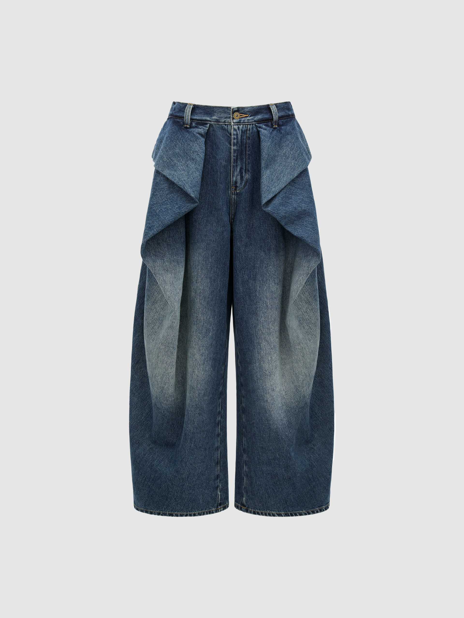 WASHED PLEATED OVERSIZED JEANS