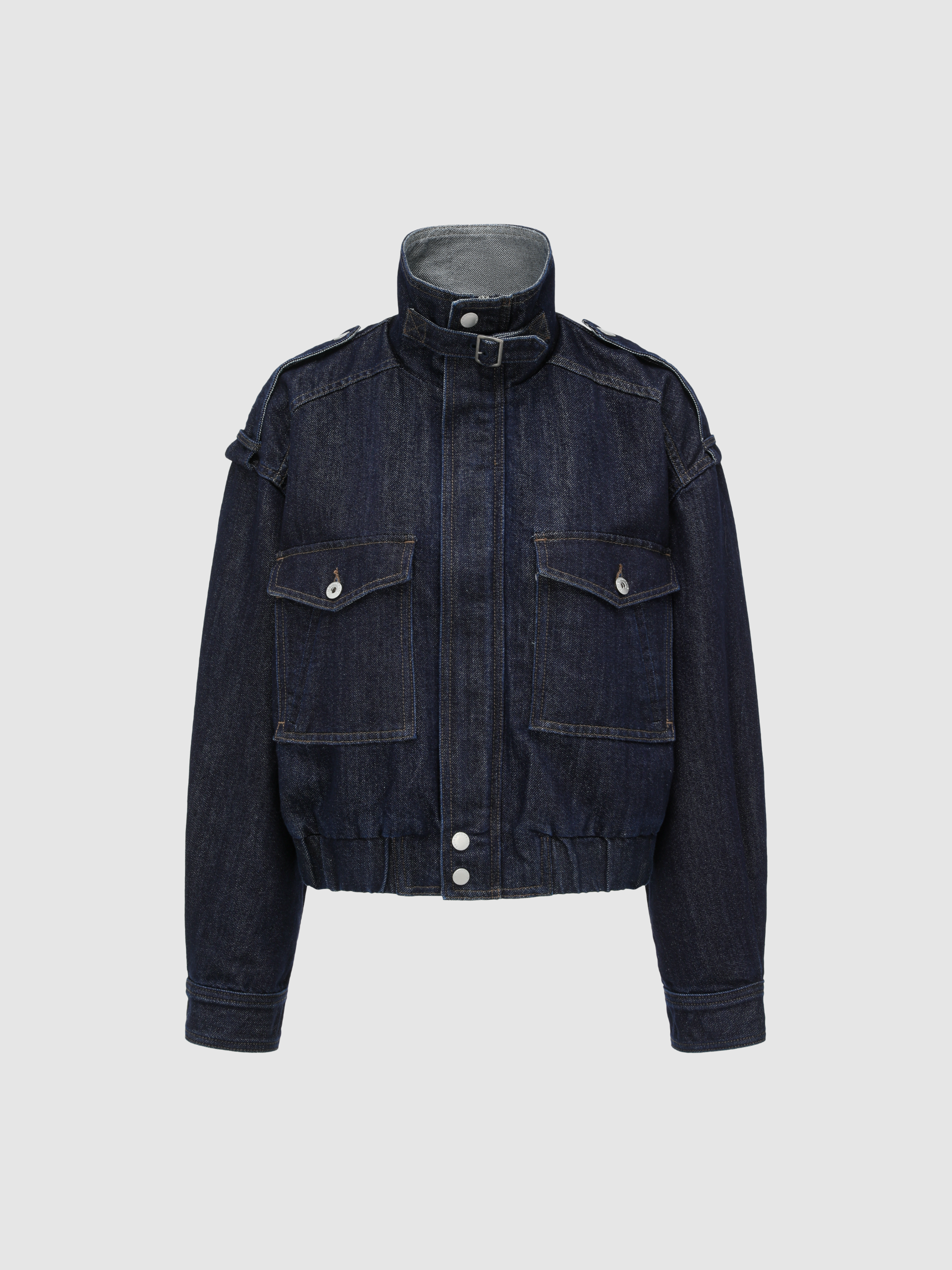 NAVY SUBTLE SHIMMER DENIM JACKET
