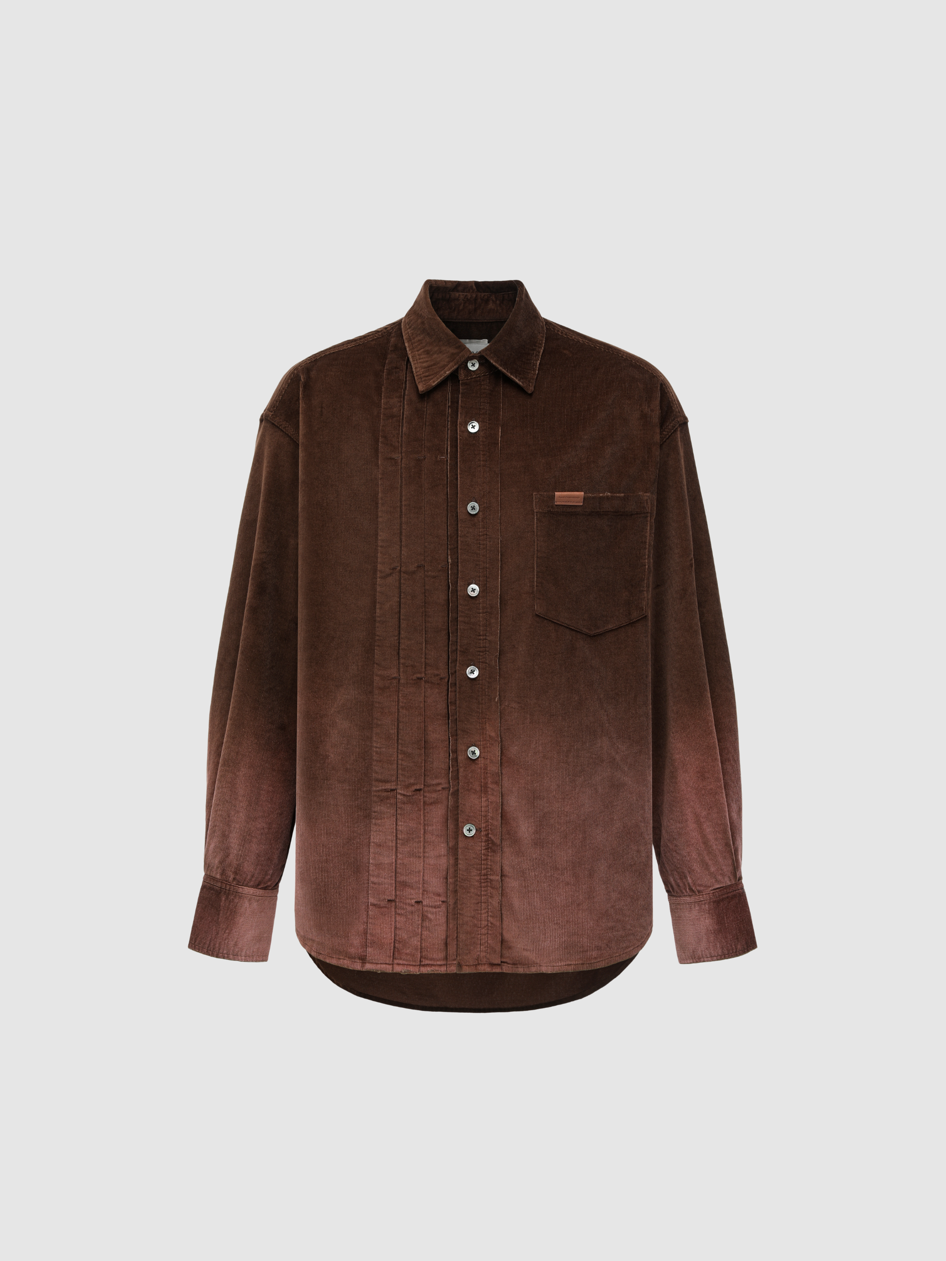 BROWN FINE CORDUROY GRADIENT-WASHED SHIRT
