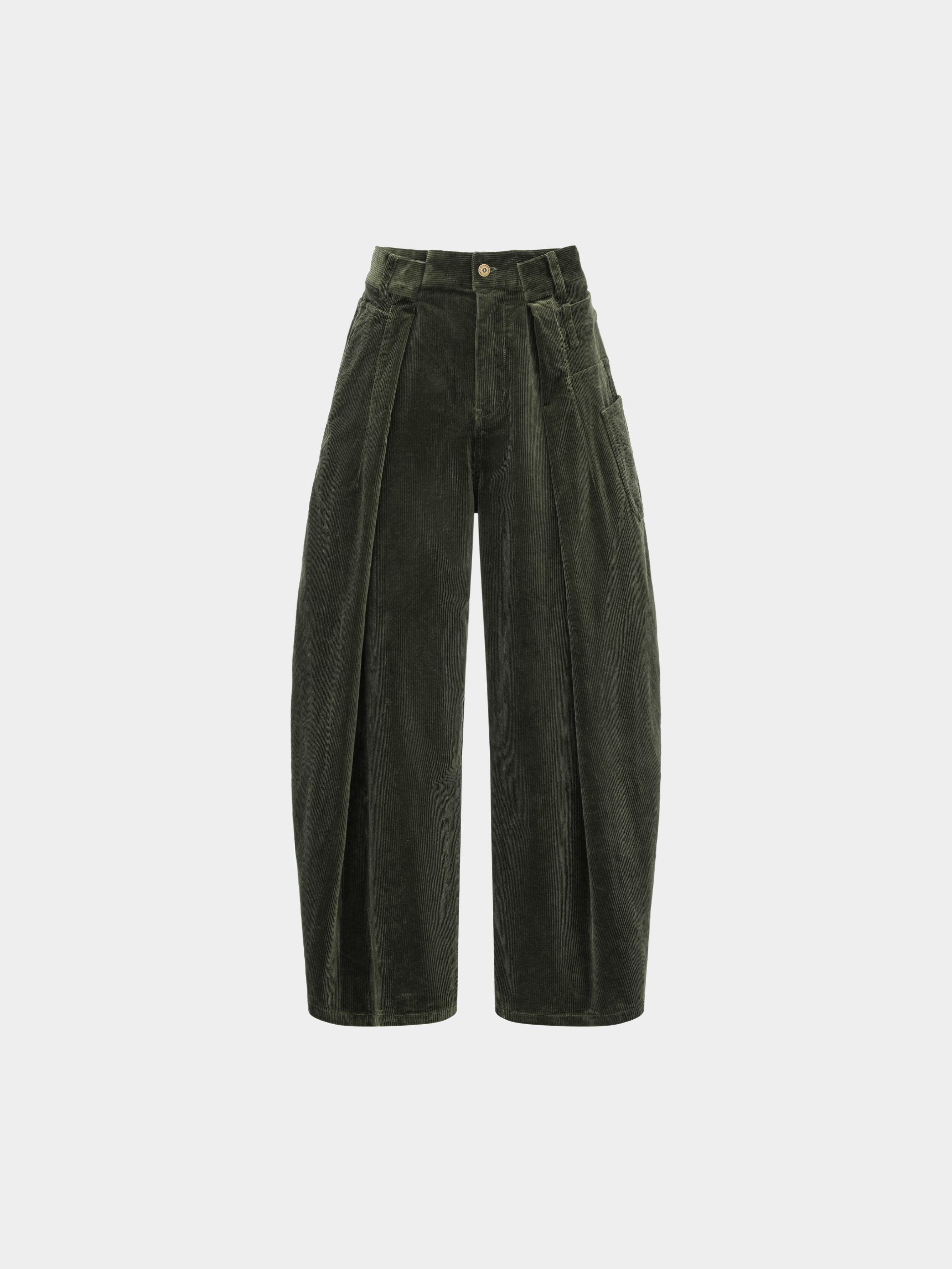 GREEN WASHED CORDUROY DECONSTRUCTED PANTS