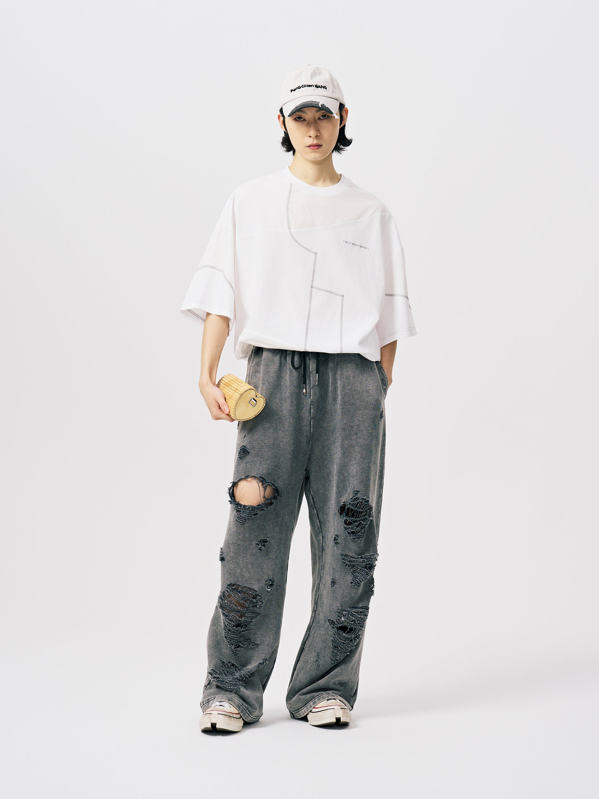 Feng Chen Wang Black Contrast Stitching Cargo Pants