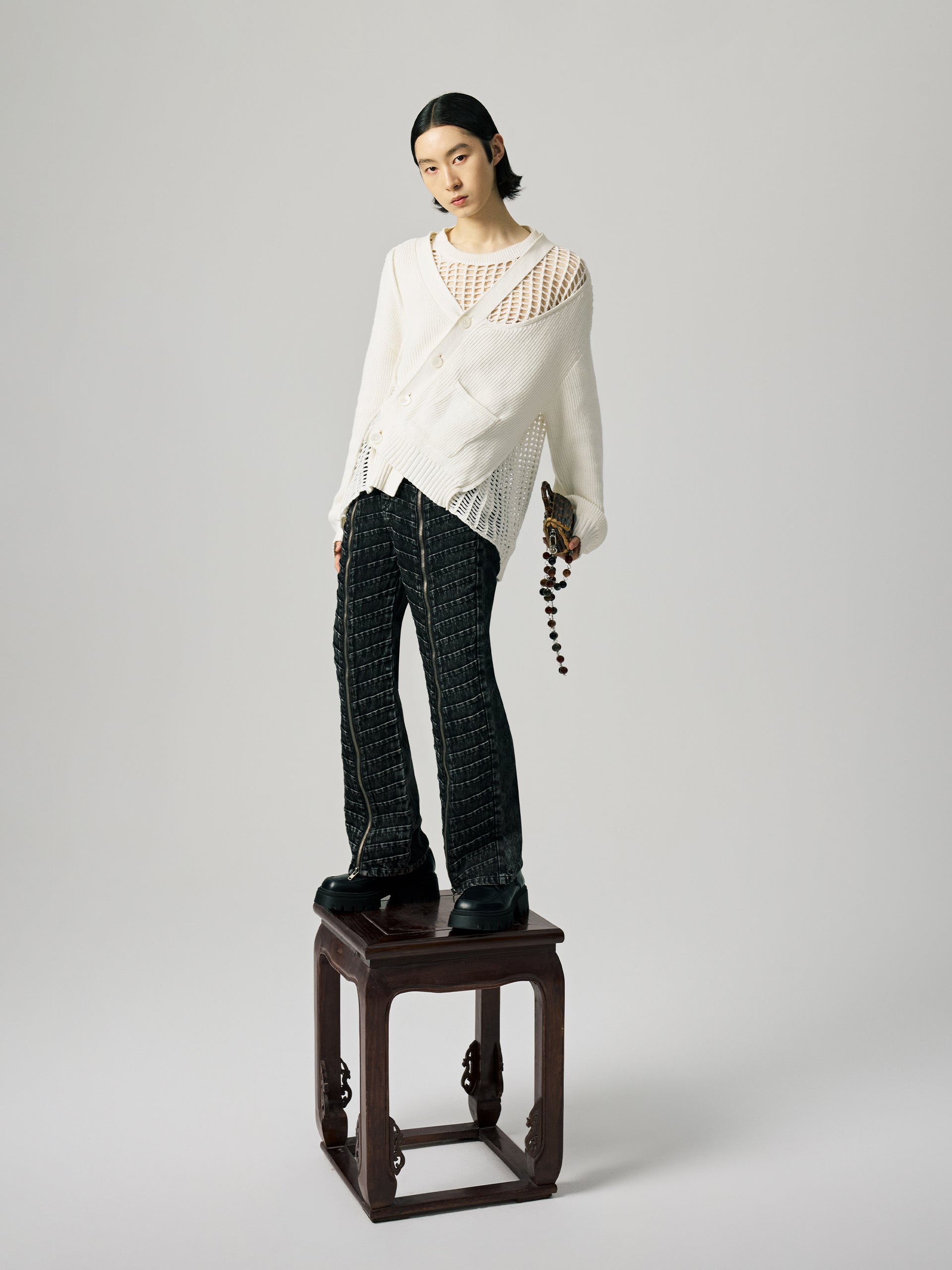 Feng Chen Wang Gray Paneled Jeans