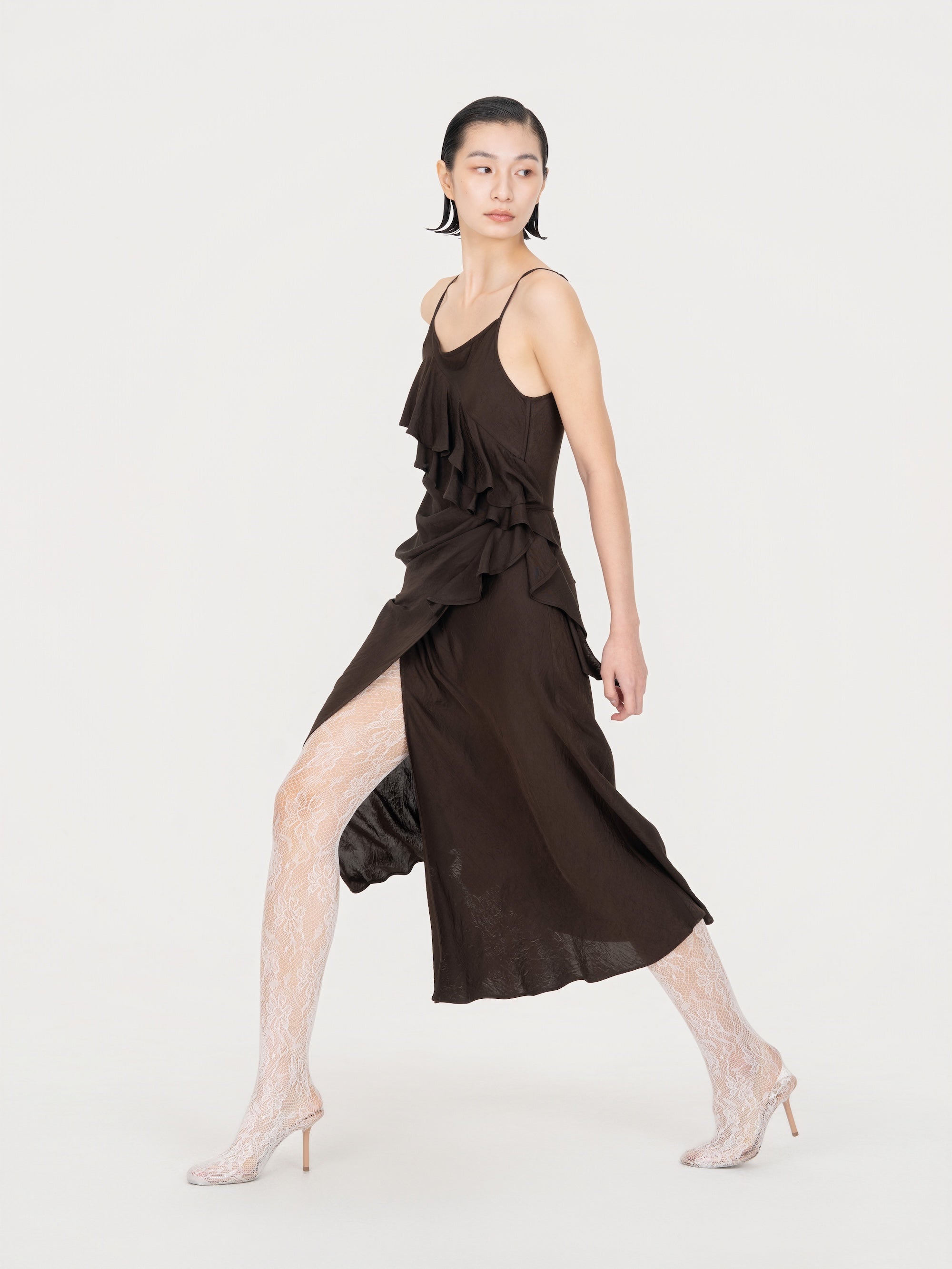 ASYMMERTRICAL RUFFLE DRESS