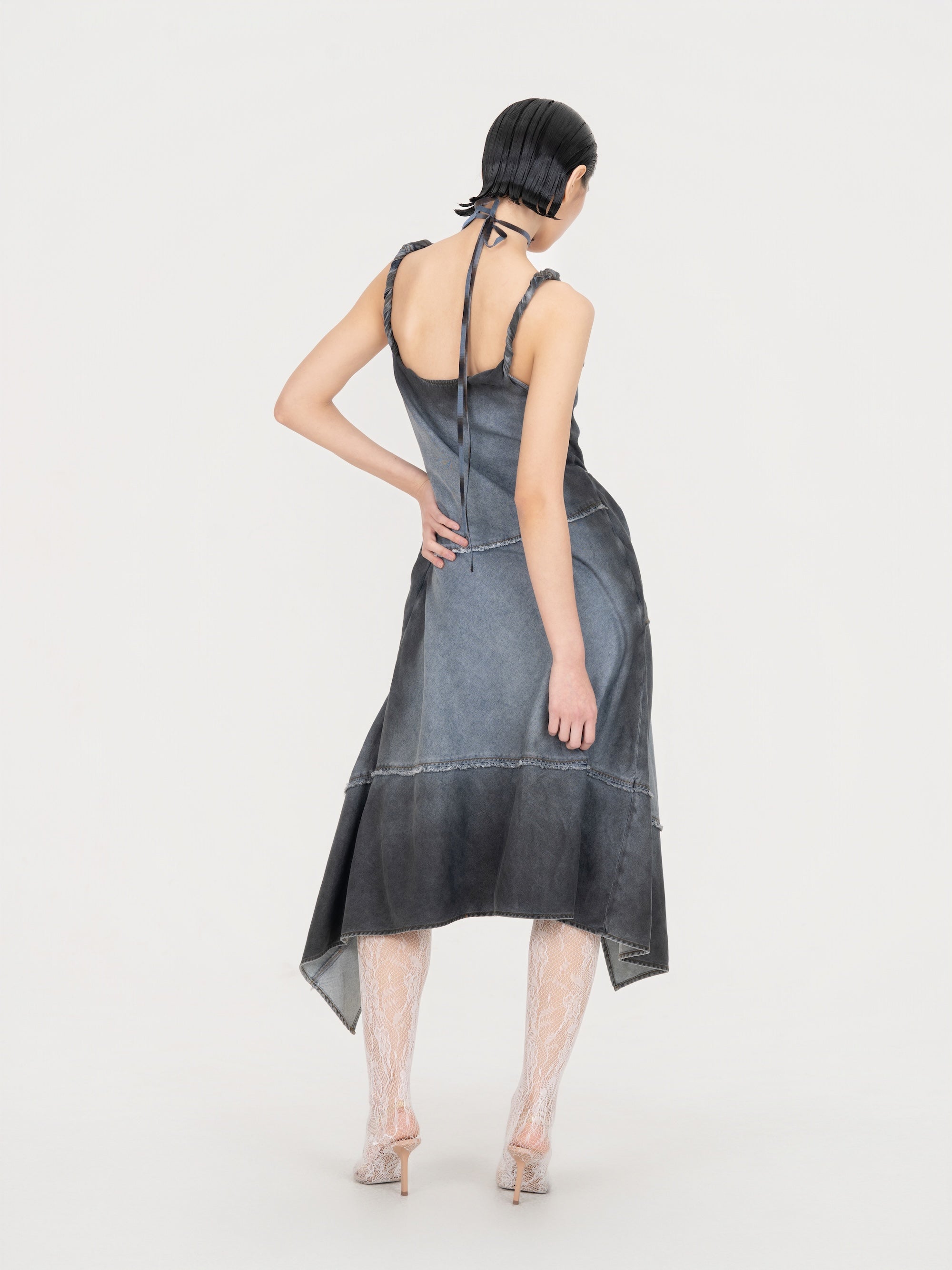 INDIGO GRADIENT DENIM DRESS - Feng Chen Wang