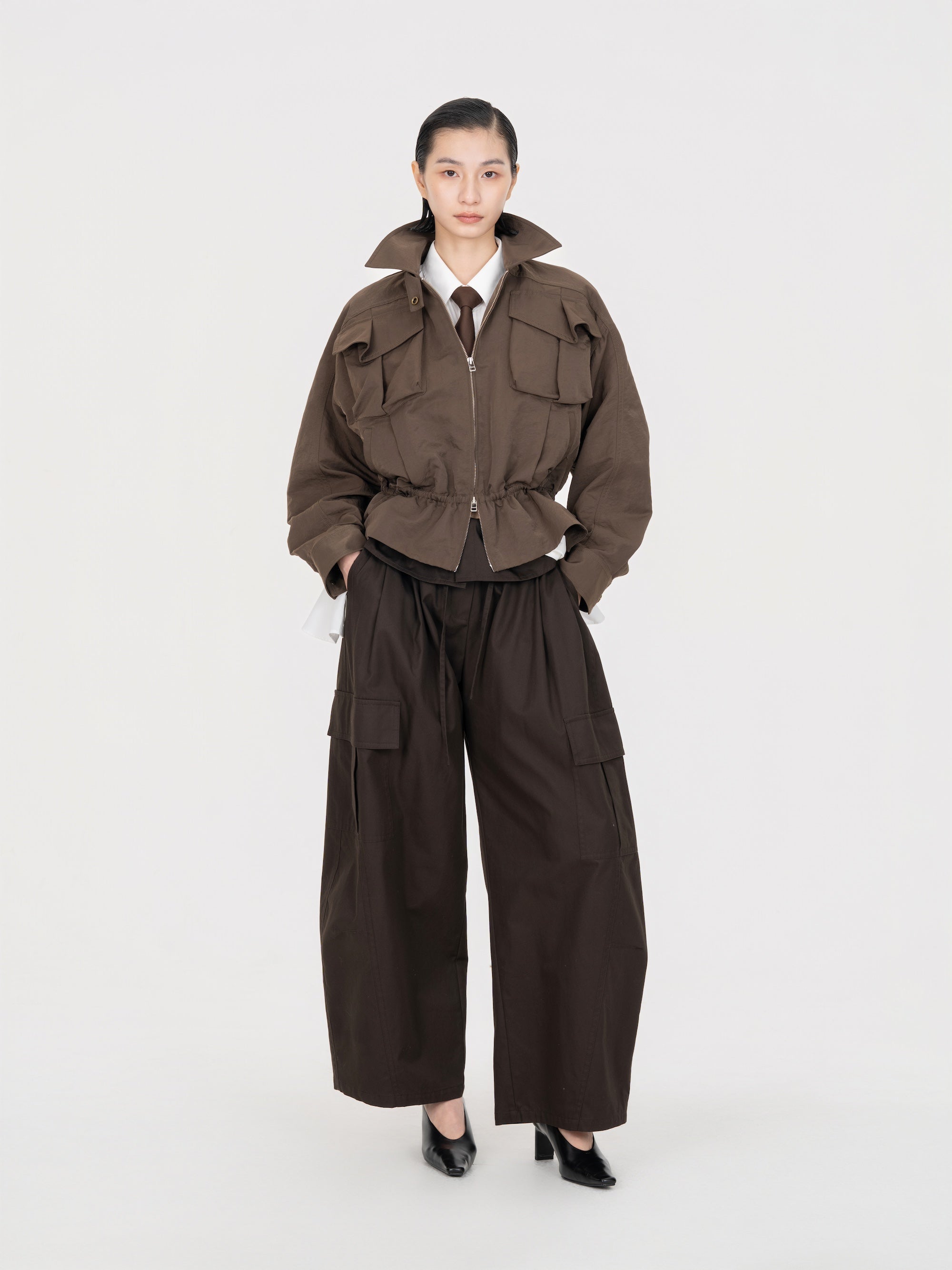 DECONSTRUCTED WORKWEAR WAIST-CINCHING JACKET‌