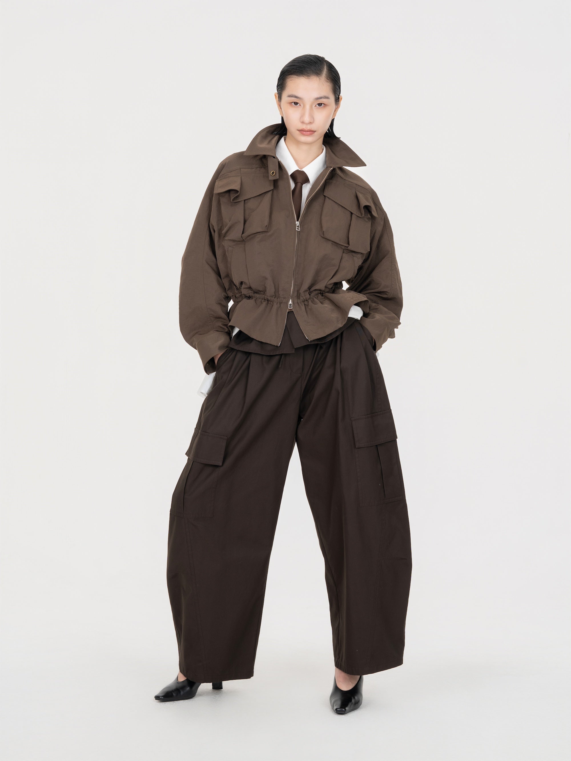 DECONSTRUCTED WORKWEAR WAIST-CINCHING JACKET‌