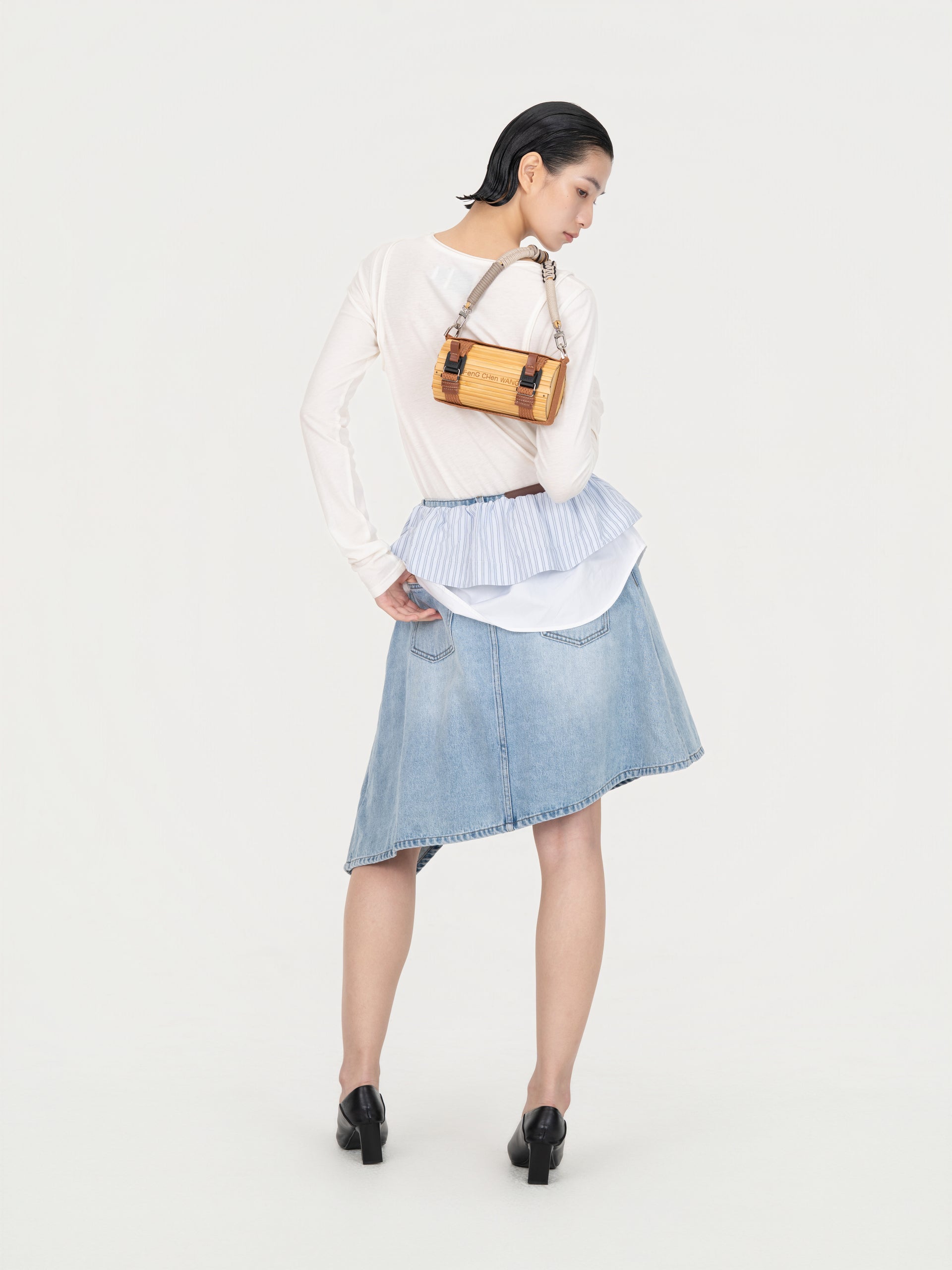 2-IN-1 COLORBLOCK DENIM SKIRT